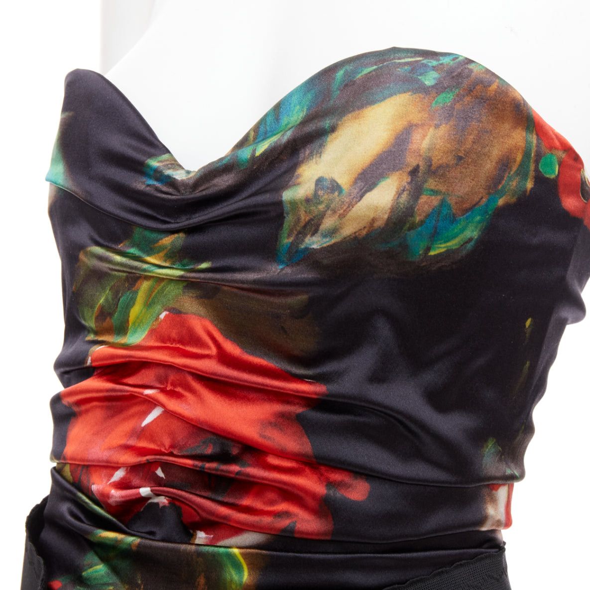 Dolce & Gabbana DOLCE GABBANA black red rose print corseted boned cocktail dress IT42 M Size M / US 6-8 / IT 42-44 - 2 Thumbnail