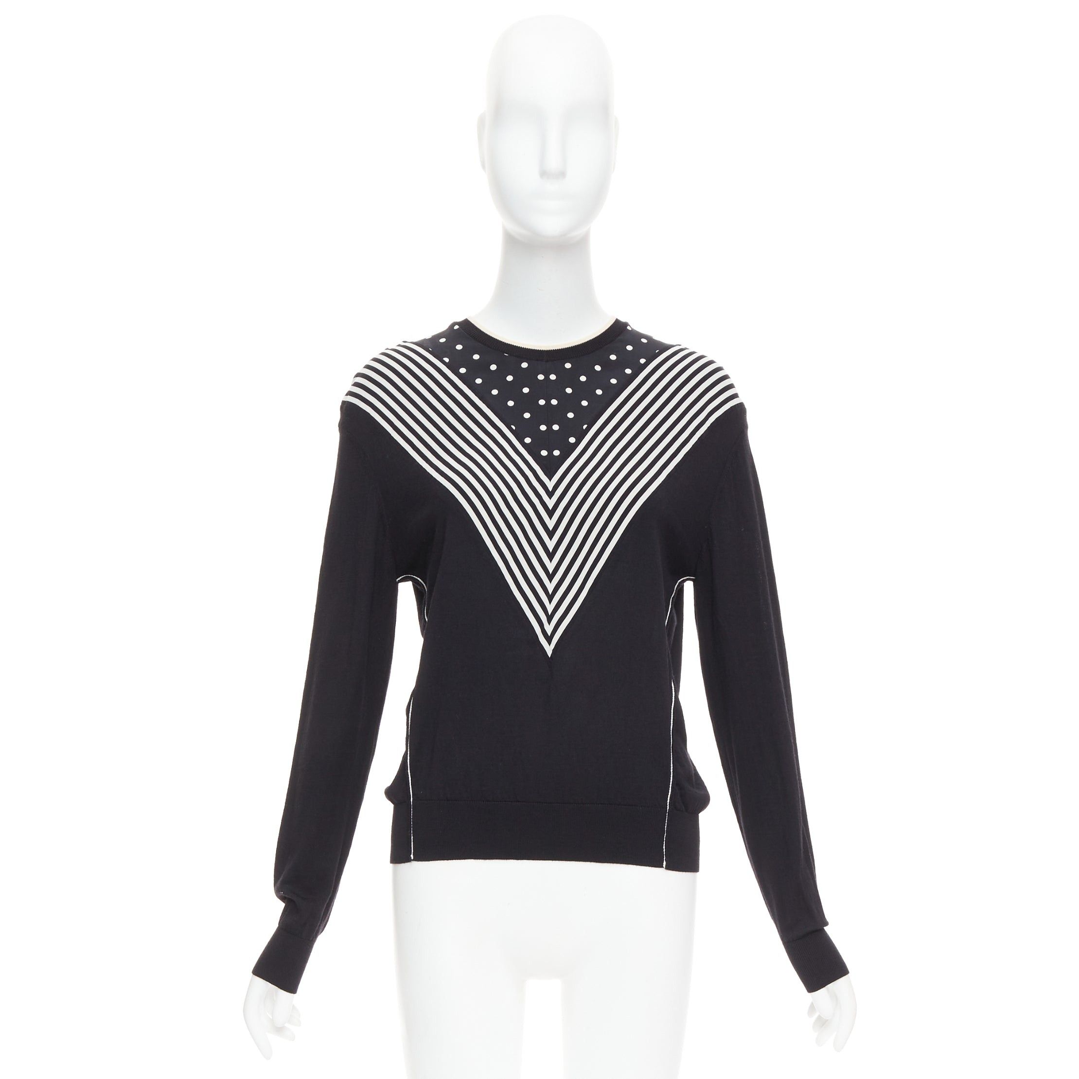 Stella McCartney STELLA MCCARTNEY 2016 black white virgin wool silk trim long sleeve sweater Size S / US 4 / IT 40 - 9 Thumbnail