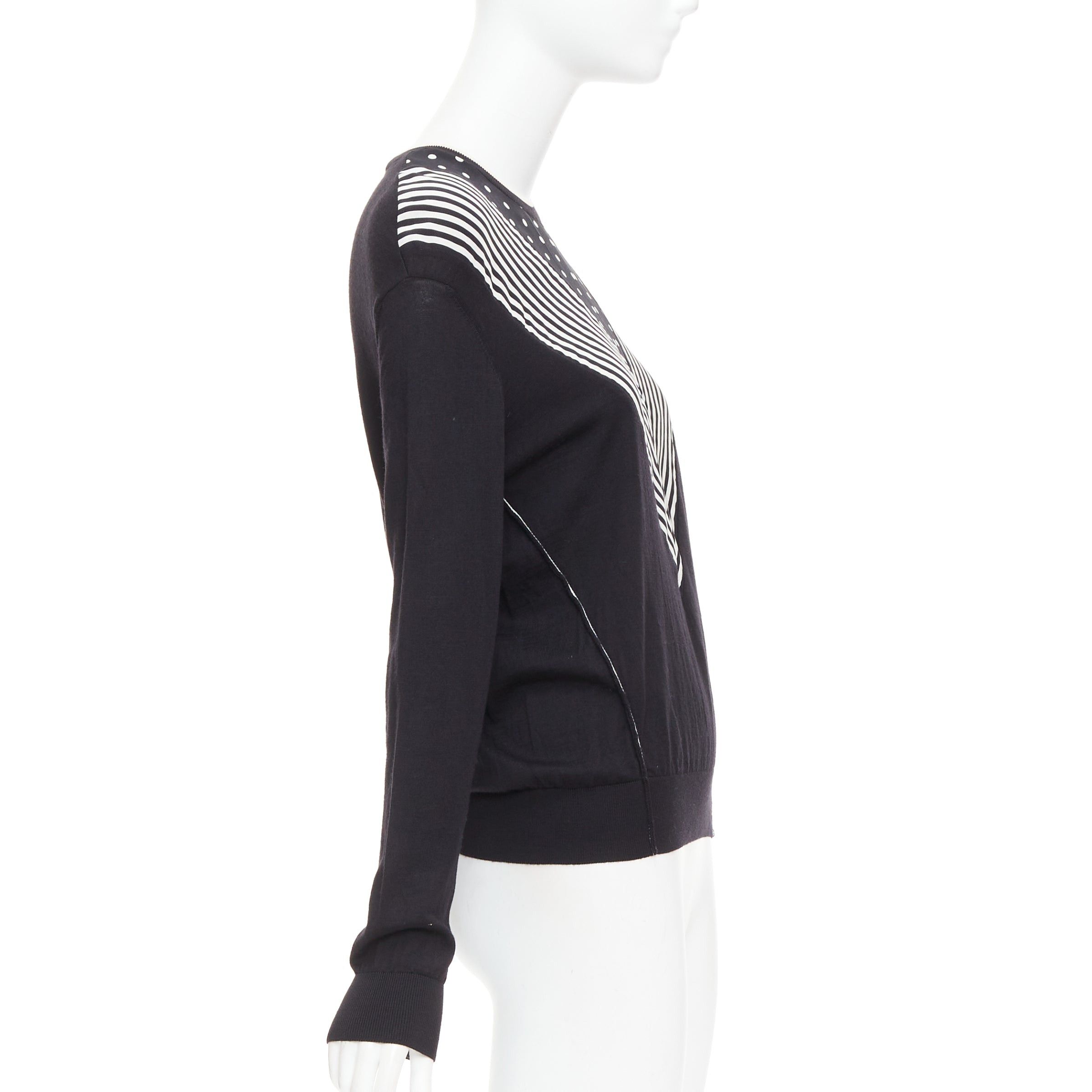 Stella McCartney STELLA MCCARTNEY 2016 black white virgin wool silk trim long sleeve sweater Size S / US 4 / IT 40 - 4 Thumbnail