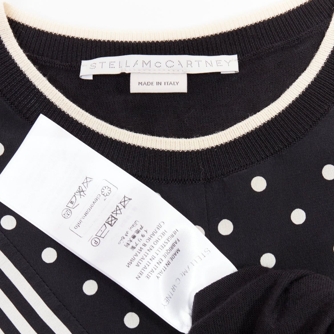 Stella McCartney STELLA MCCARTNEY 2016 black white virgin wool silk trim long sleeve sweater Size S / US 4 / IT 40 - 8 Thumbnail