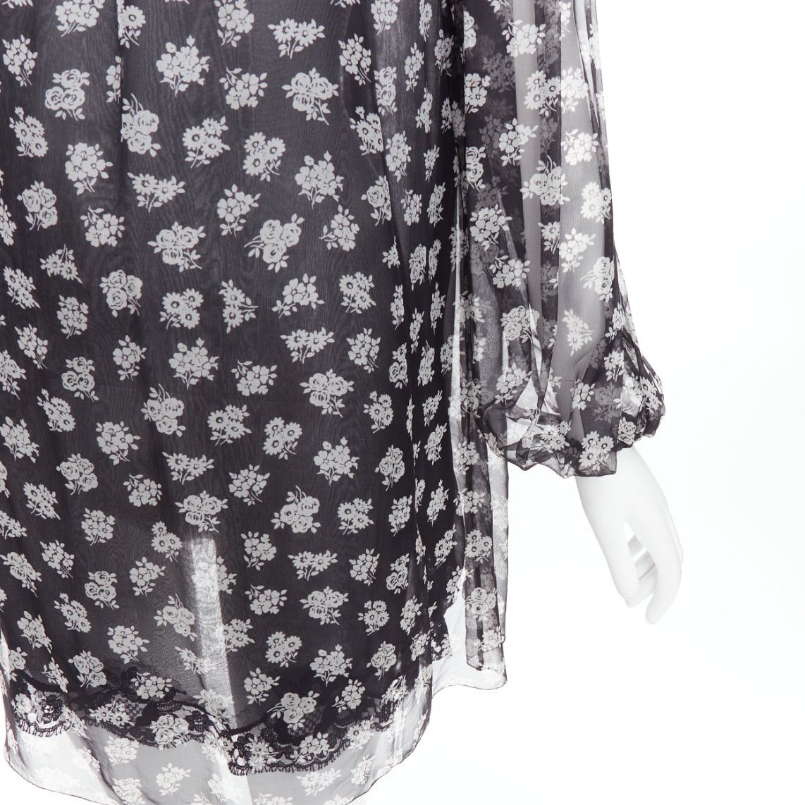 Dolce & Gabbana DOLCE GABBANA 100% silk black white floral sheer tie dress IT40 S Size S / US 4 / IT 40 - 6 Thumbnail