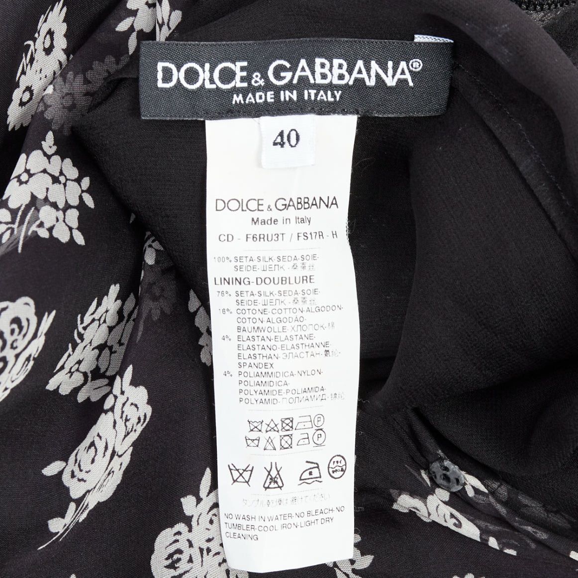 Dolce & Gabbana DOLCE GABBANA 100% silk black white floral sheer tie dress IT40 S Size S / US 4 / IT 40 - 8 Thumbnail