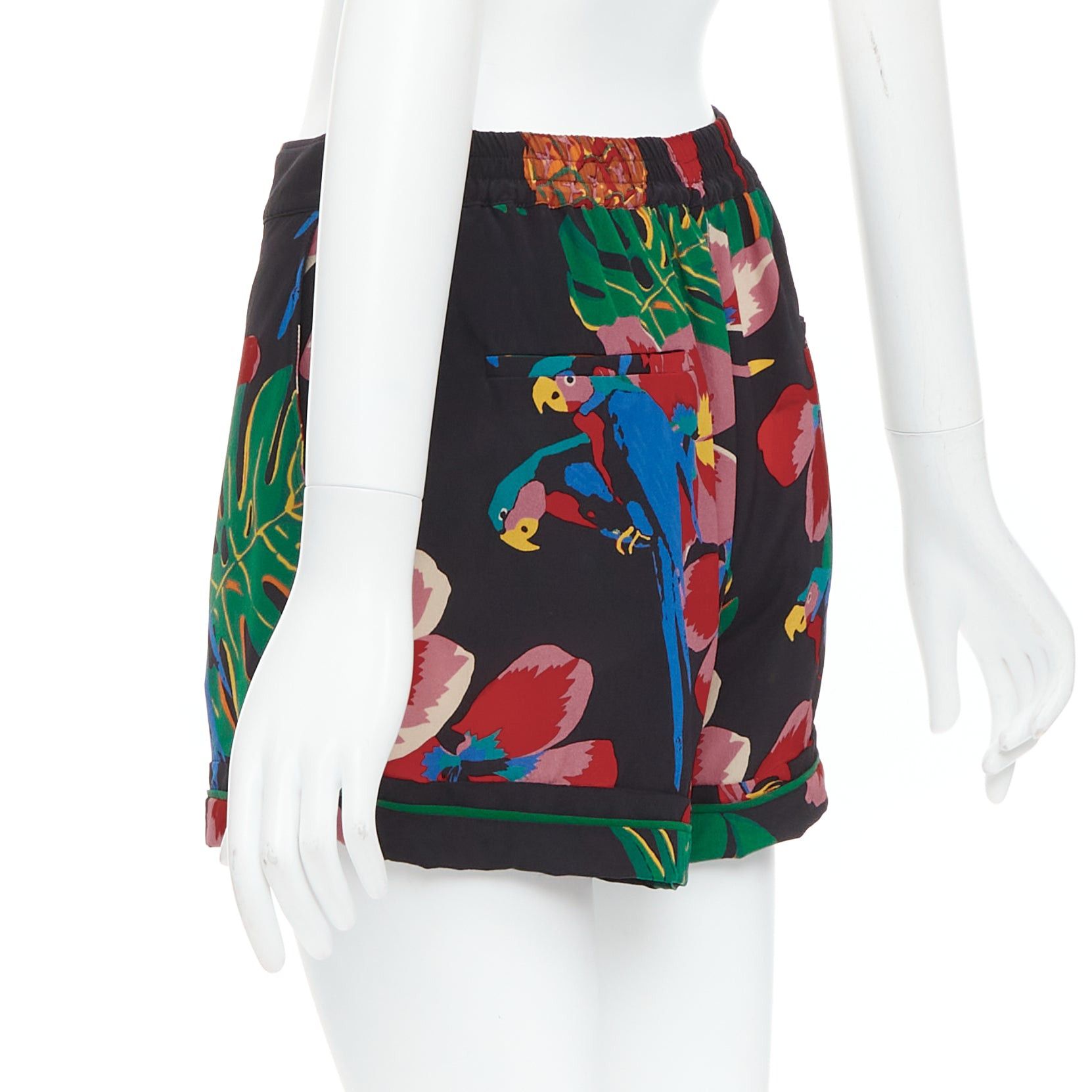 Valentino VALENTINO Hawaiian Couure 100% silk crepe parrot floral print high shorts S Size 27" / US 4 / IT 40 - 6 Thumbnail