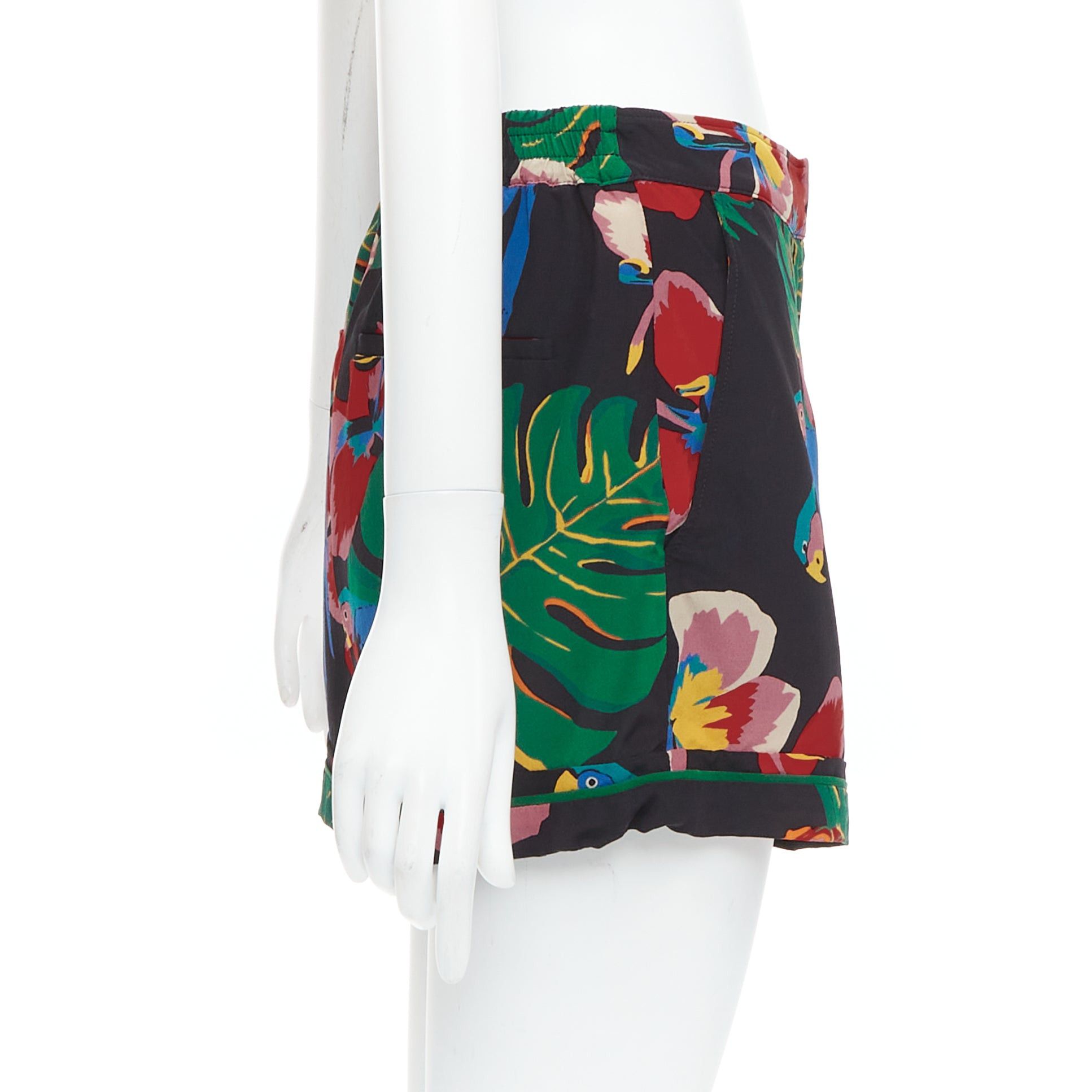Valentino VALENTINO Hawaiian Couure 100% silk crepe parrot floral print high shorts S Size 27" / US 4 / IT 40 - 4 Thumbnail