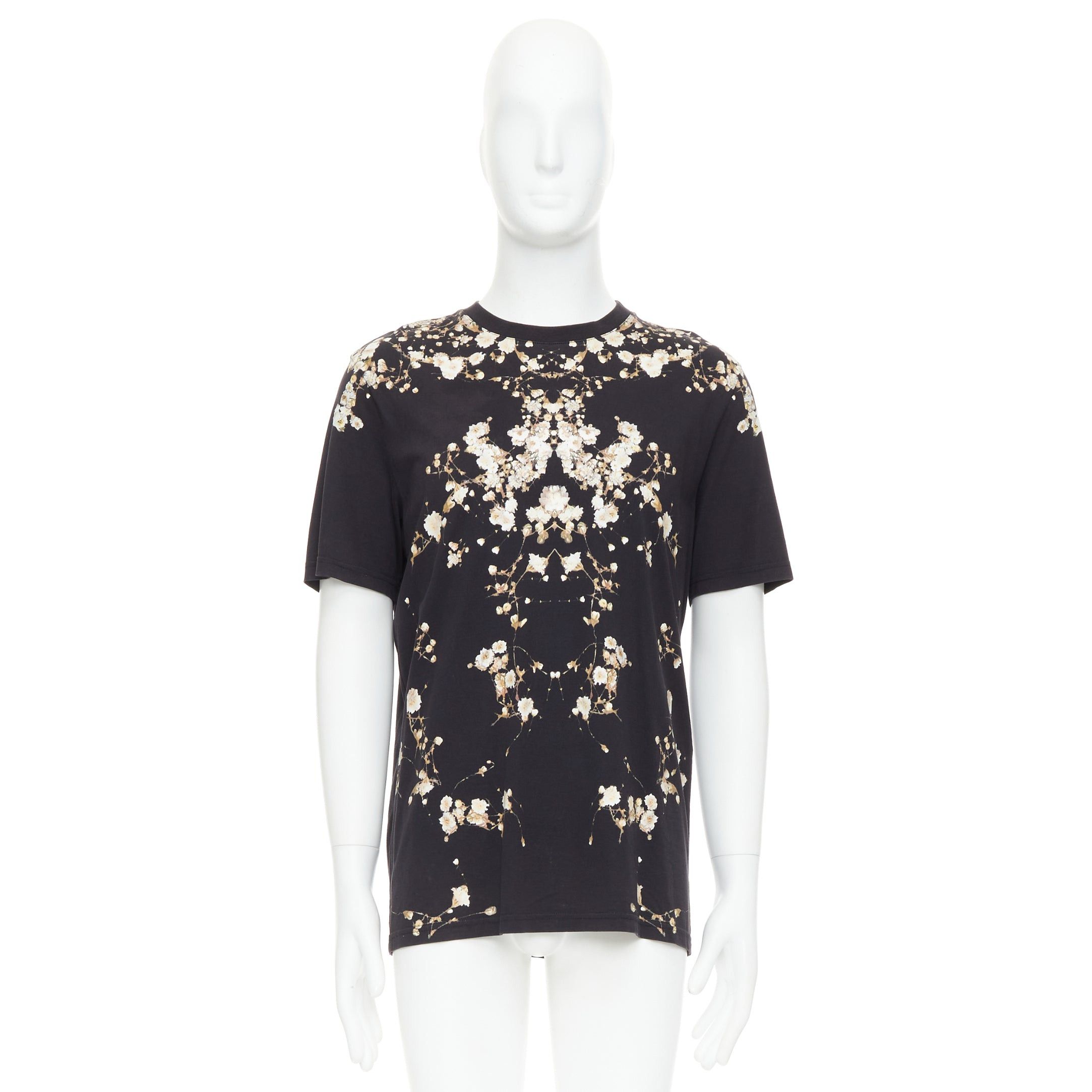 Givenchy GIVENCHY black cotton babys breath floral print crew tshirt S Size M / US 6-8 / IT 42-44 - 9 Thumbnail