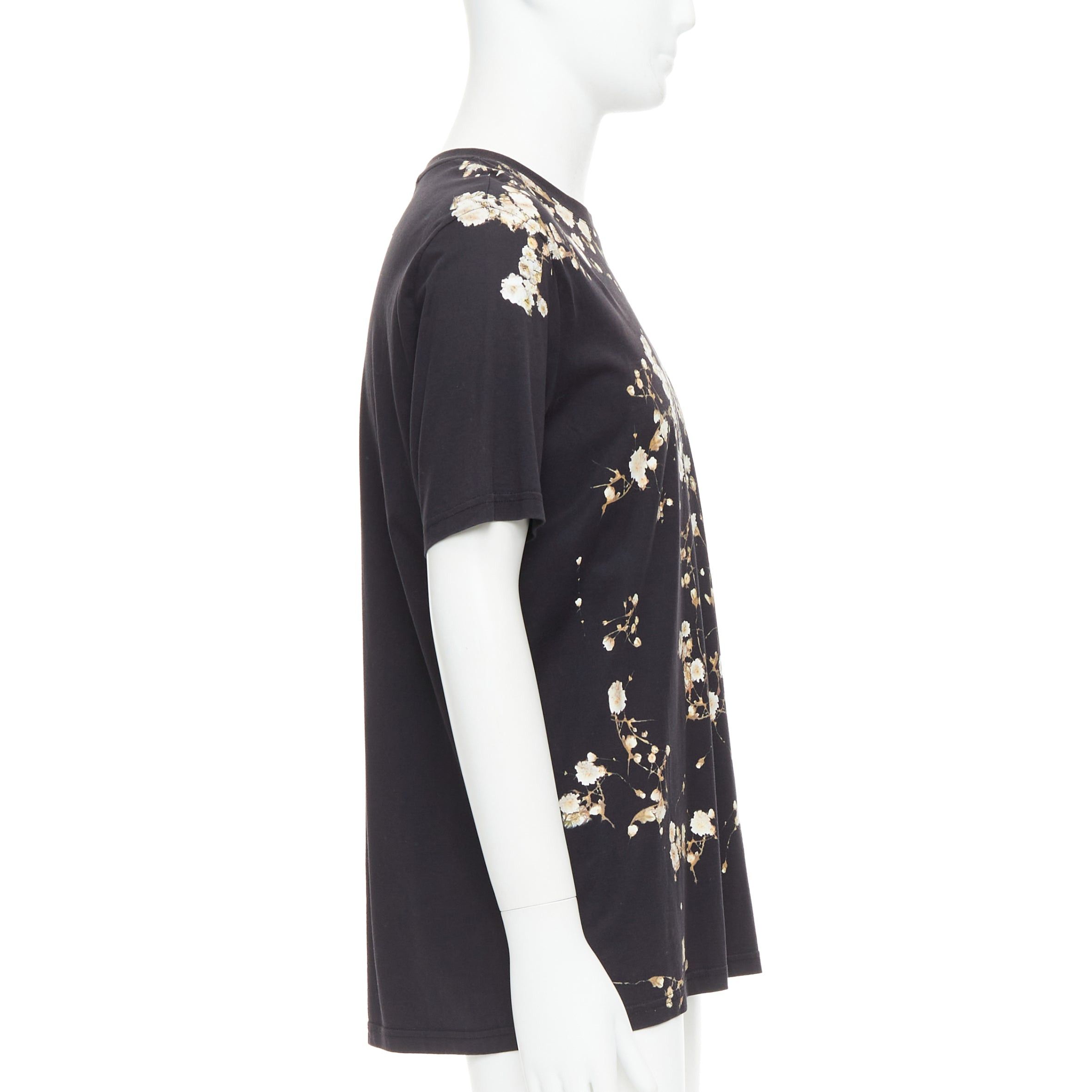 Givenchy GIVENCHY black cotton babys breath floral print crew tshirt S Size M / US 6-8 / IT 42-44 - 4 Thumbnail