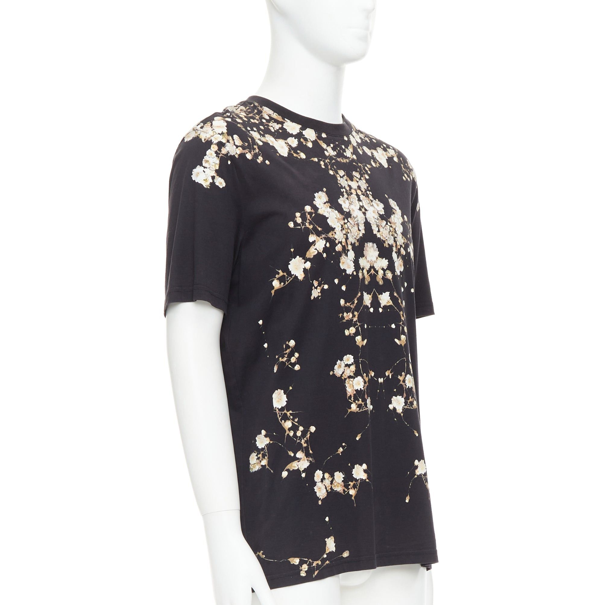 Givenchy GIVENCHY black cotton babys breath floral print crew tshirt S Size M / US 6-8 / IT 42-44 - 3 Thumbnail