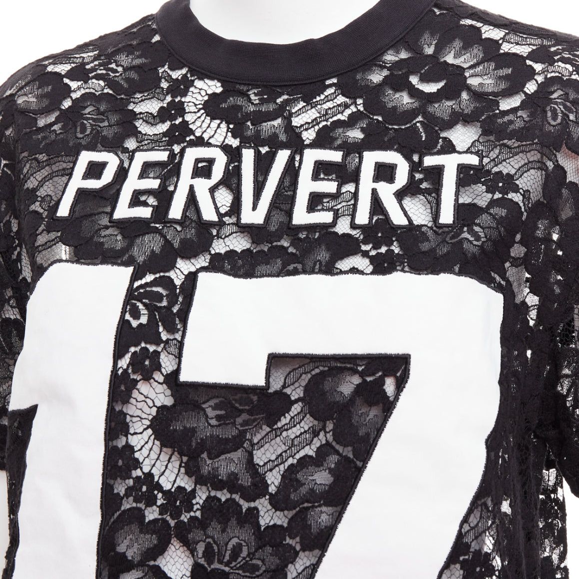 Givenchy GIVENCHY 2013 Runway Tisci black Pervert 17 sheer lace jersey tshirt FR38 M Size M / US 6-8 / IT 42-44 - 2 Thumbnail