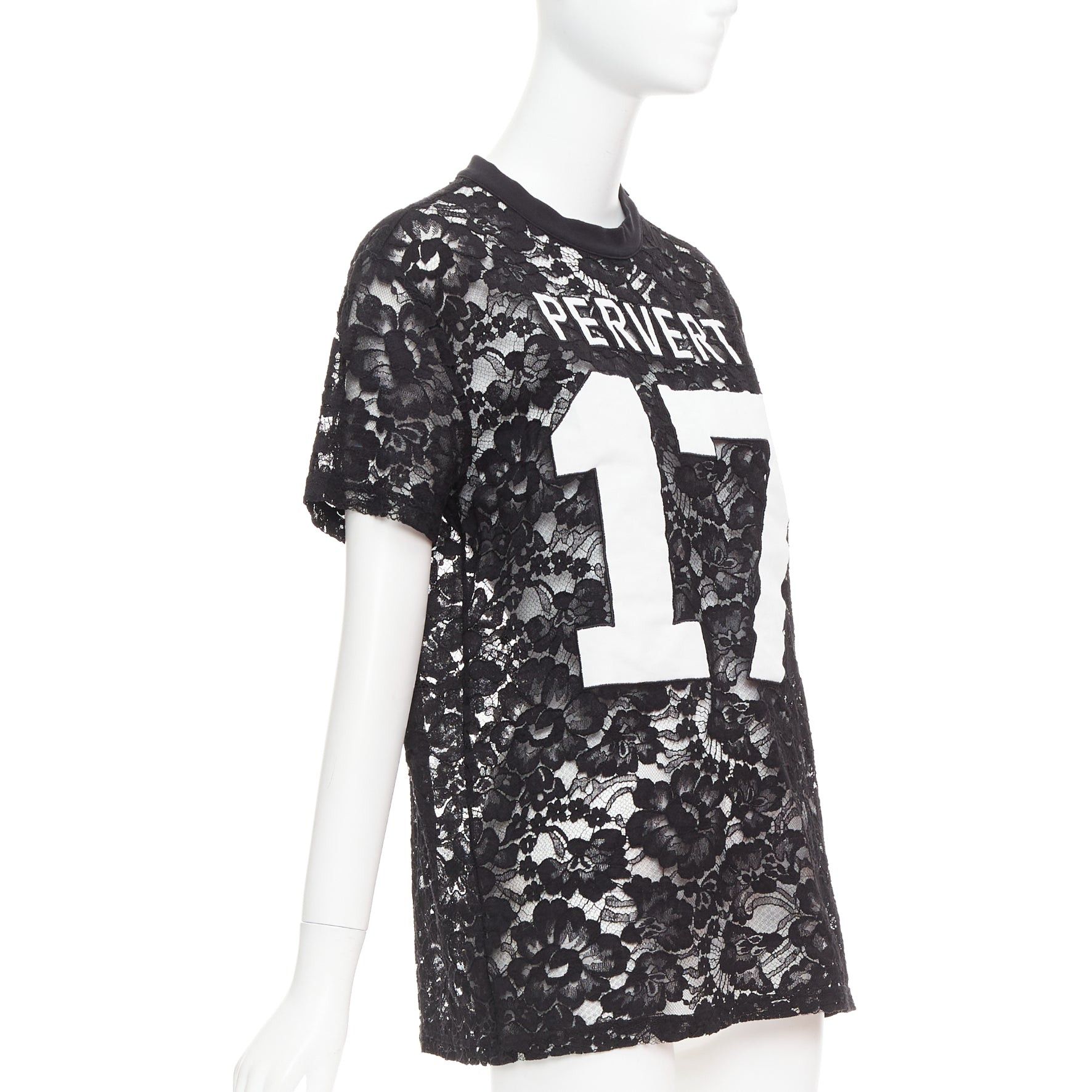 Givenchy GIVENCHY 2013 Runway Tisci black Pervert 17 sheer lace jersey tshirt FR38 M Size M / US 6-8 / IT 42-44 - 3 Thumbnail