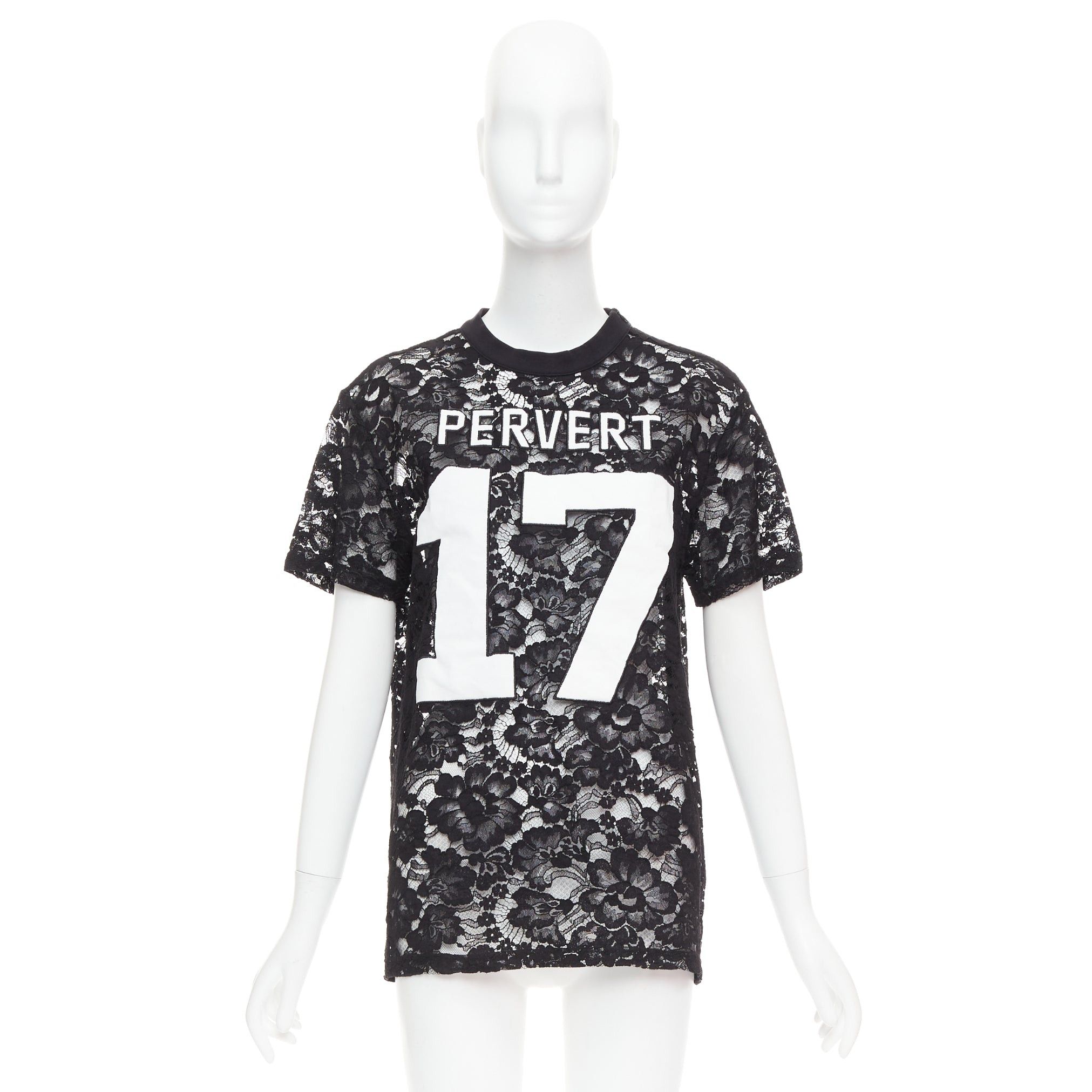 Givenchy GIVENCHY 2013 Runway Tisci black Pervert 17 sheer lace jersey tshirt FR38 M Size M / US 6-8 / IT 42-44 - 9 Thumbnail