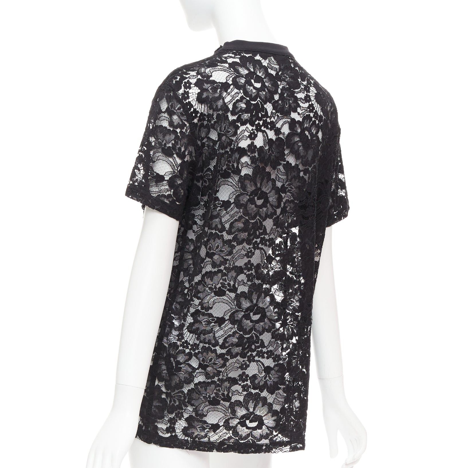 Givenchy GIVENCHY 2013 Runway Tisci black Pervert 17 sheer lace jersey tshirt FR38 M Size M / US 6-8 / IT 42-44 - 6 Thumbnail