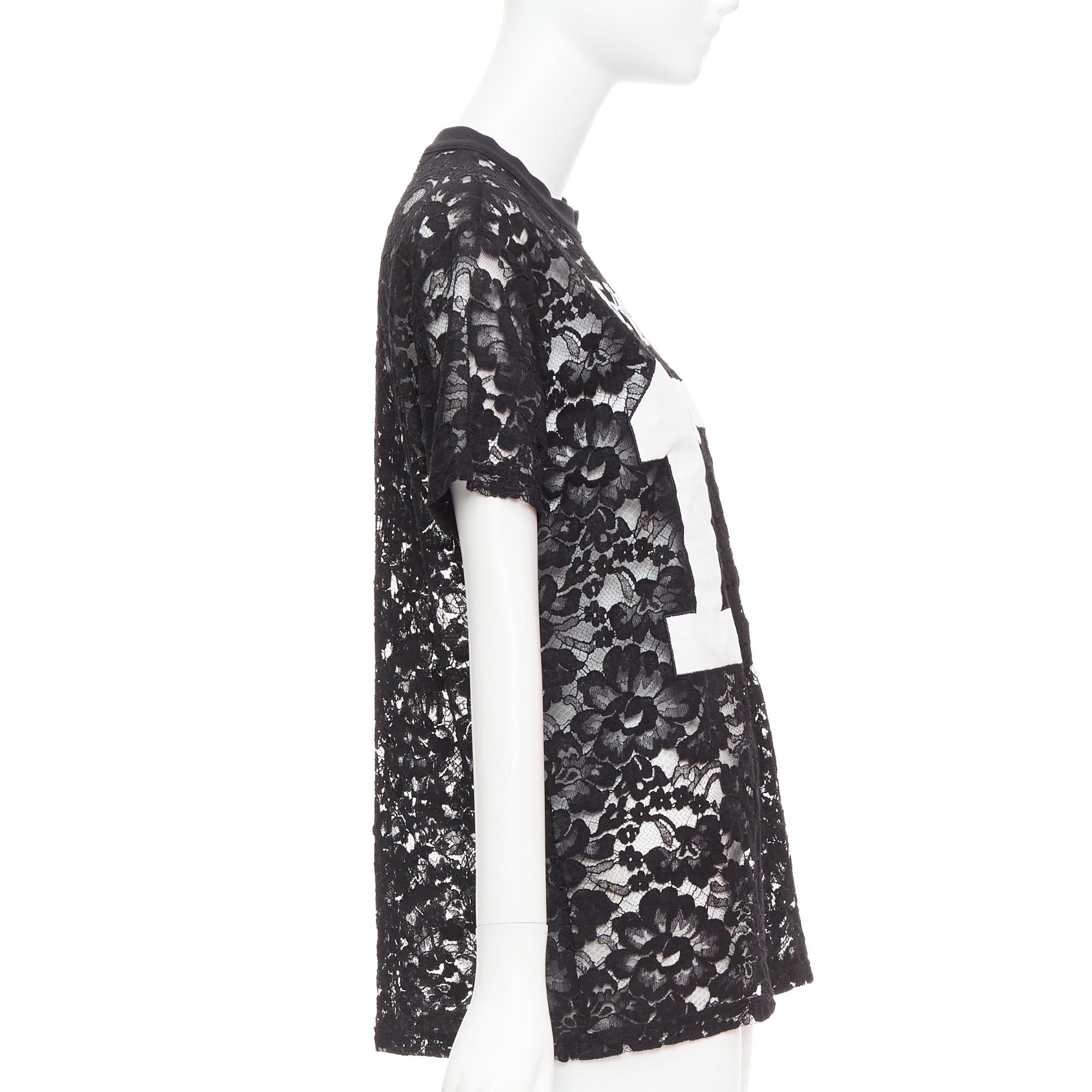 Givenchy GIVENCHY 2013 Runway Tisci black Pervert 17 sheer lace jersey tshirt FR38 M Size M / US 6-8 / IT 42-44 - 4 Thumbnail