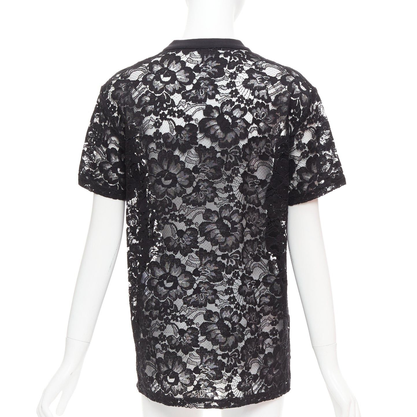 Givenchy GIVENCHY 2013 Runway Tisci black Pervert 17 sheer lace jersey tshirt FR38 M Size M / US 6-8 / IT 42-44 - 5 Thumbnail