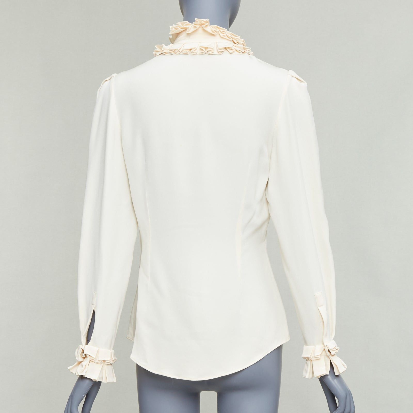 Alexander McQueen ALEXANDER MCQUEEN 100% silk cream Victorian ruffle collar darted blouse IT38 XS Size XS / US 0-2 / IT 36-38 - 5 Thumbnail