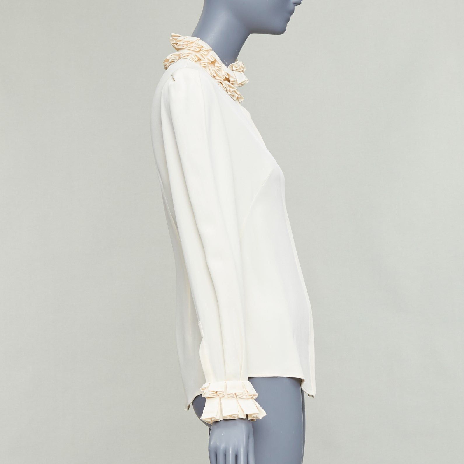 Alexander McQueen ALEXANDER MCQUEEN 100% silk cream Victorian ruffle collar darted blouse IT38 XS Size XS / US 0-2 / IT 36-38 - 4 Thumbnail