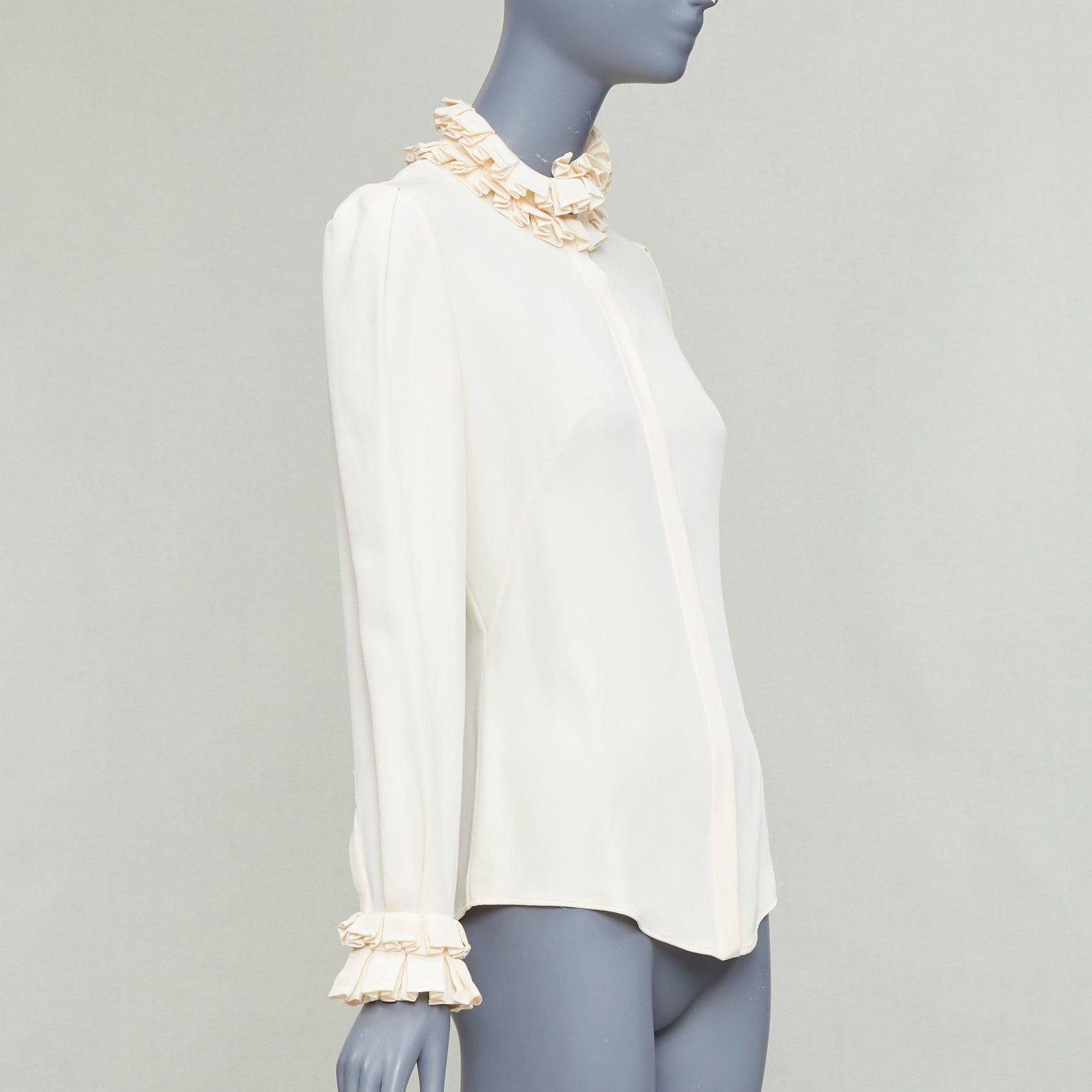 Alexander McQueen ALEXANDER MCQUEEN 100% silk cream Victorian ruffle collar darted blouse IT38 XS Size XS / US 0-2 / IT 36-38 - 3 Thumbnail