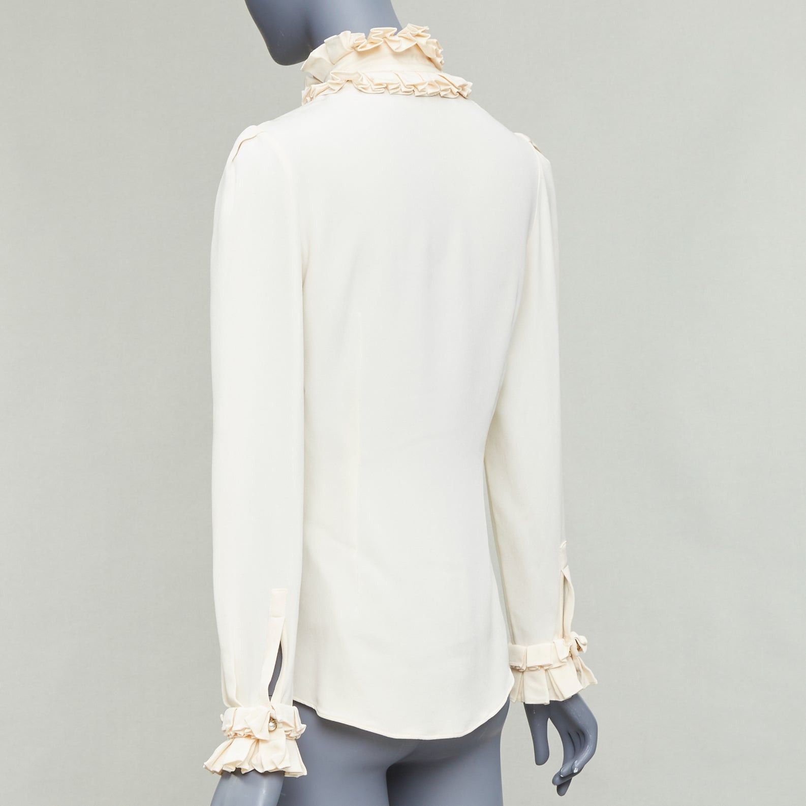 Alexander McQueen ALEXANDER MCQUEEN 100% silk cream Victorian ruffle collar darted blouse IT38 XS Size XS / US 0-2 / IT 36-38 - 6 Thumbnail