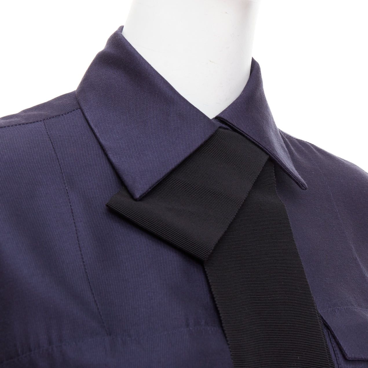 Victoria Beckham VVB VICTORIA BECKHAM navy black trimmed boxy utility shirt UK6 S Size XS / US 0-2 / IT 36-38 - 7 Thumbnail