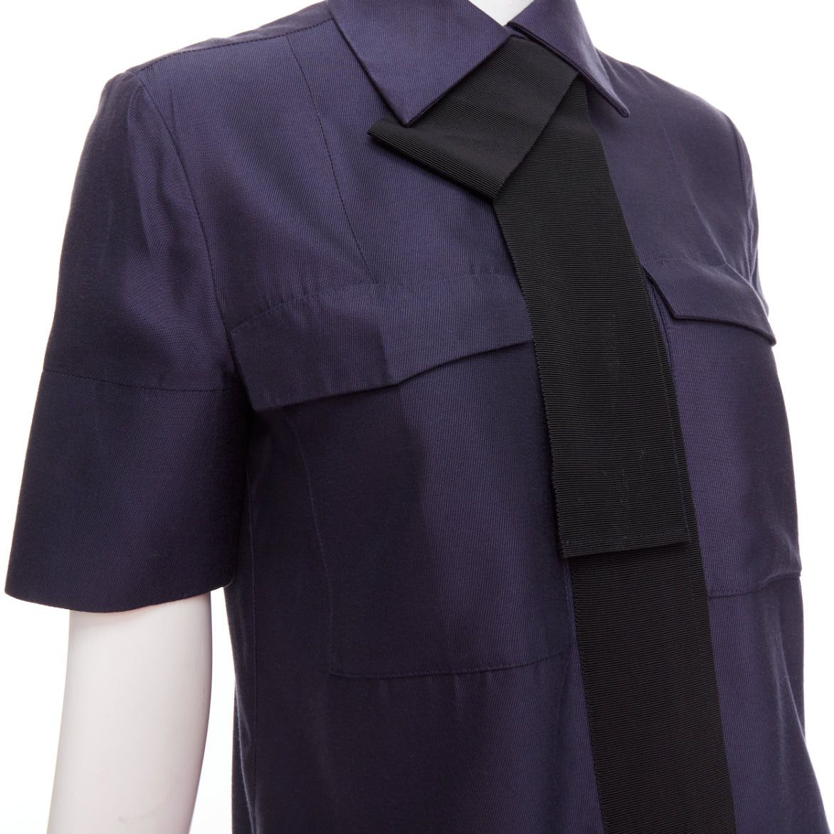 Victoria Beckham VVB VICTORIA BECKHAM navy black trimmed boxy utility shirt UK6 S Size XS / US 0-2 / IT 36-38 - 2 Thumbnail