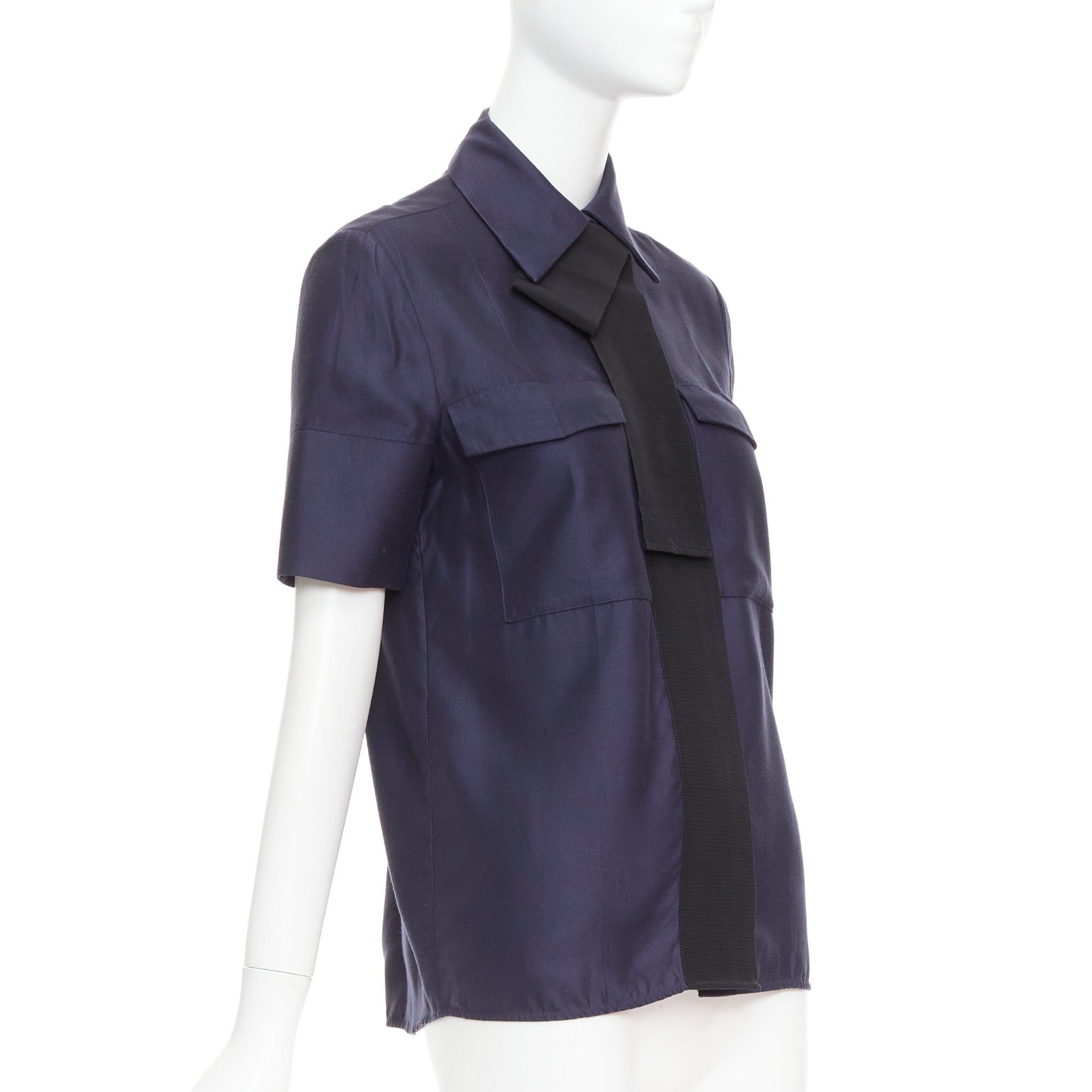 Victoria Beckham VVB VICTORIA BECKHAM navy black trimmed boxy utility shirt UK6 S Size XS / US 0-2 / IT 36-38 - 3 Thumbnail