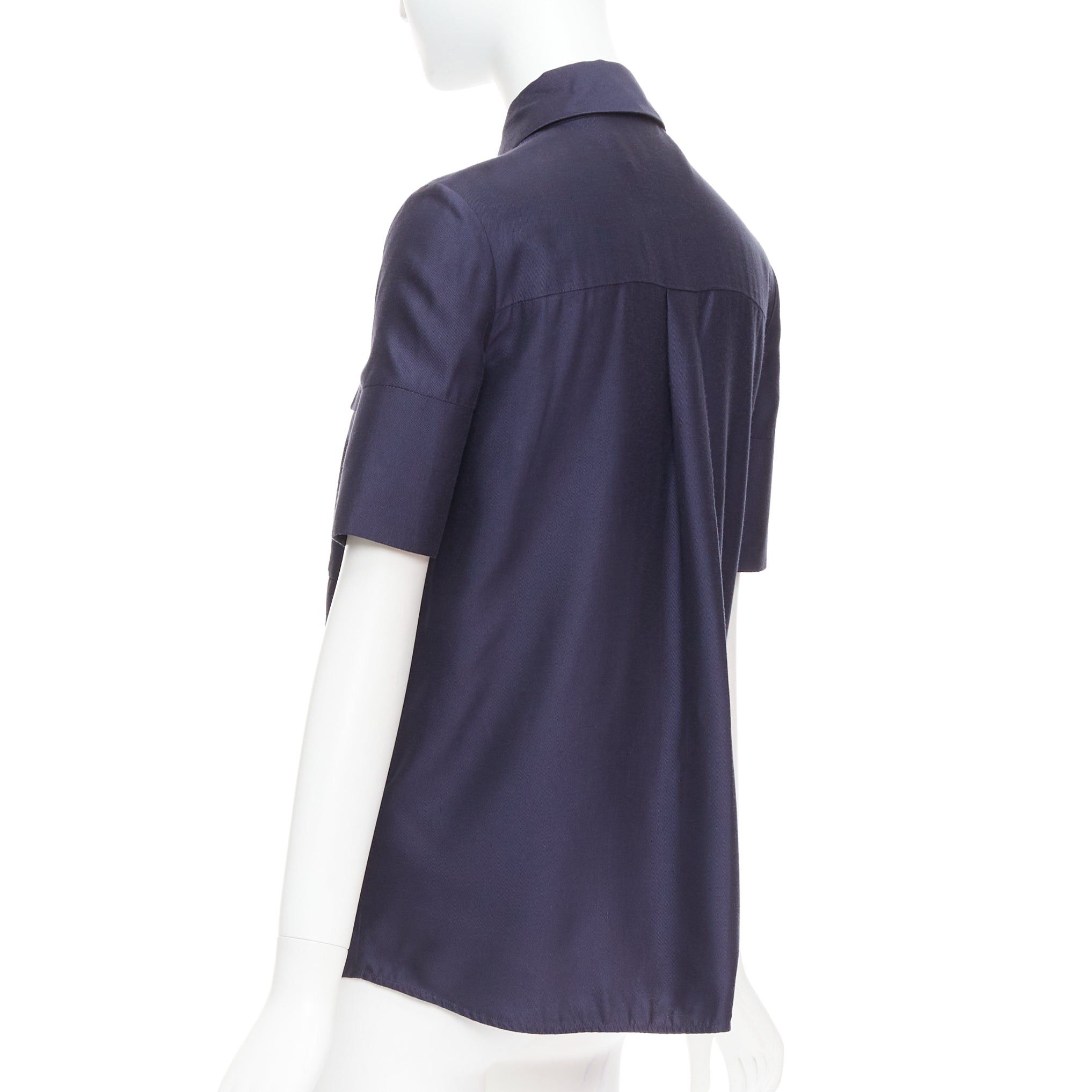 Victoria Beckham VVB VICTORIA BECKHAM navy black trimmed boxy utility shirt UK6 S Size XS / US 0-2 / IT 36-38 - 6 Thumbnail