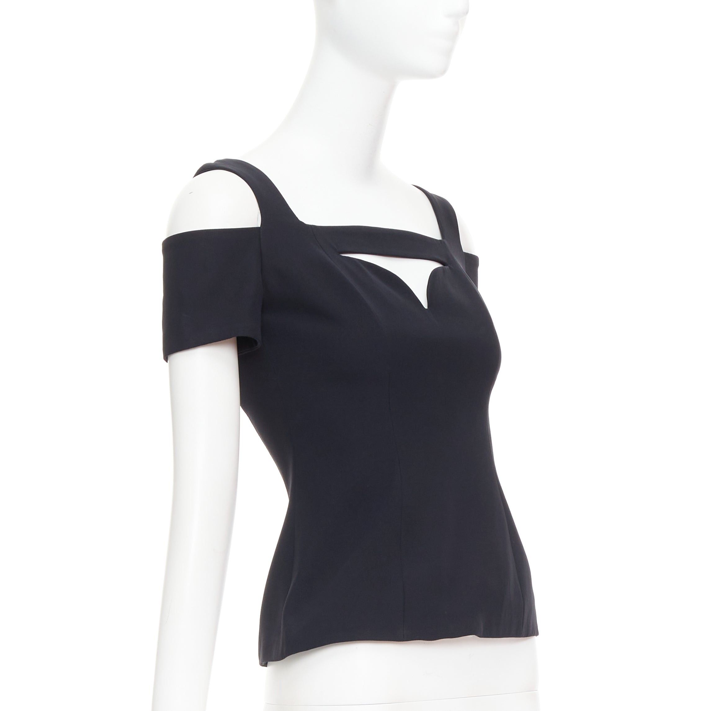 Alexander McQueen ALEXANDER MCQUEEN 2013 black cut out bust cold shoulder top IT38 XS Size XS / US 0-2 / IT 36-38 - 3 Thumbnail