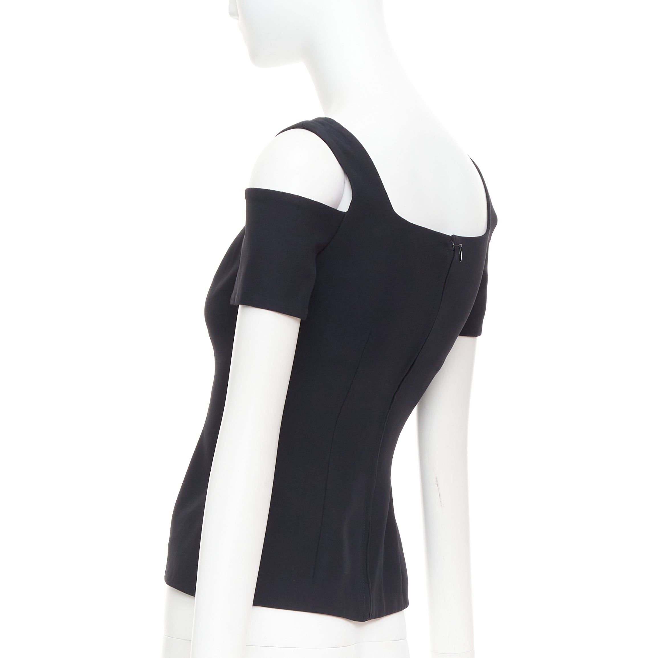 Alexander McQueen ALEXANDER MCQUEEN 2013 black cut out bust cold shoulder top IT38 XS Size XS / US 0-2 / IT 36-38 - 6 Thumbnail