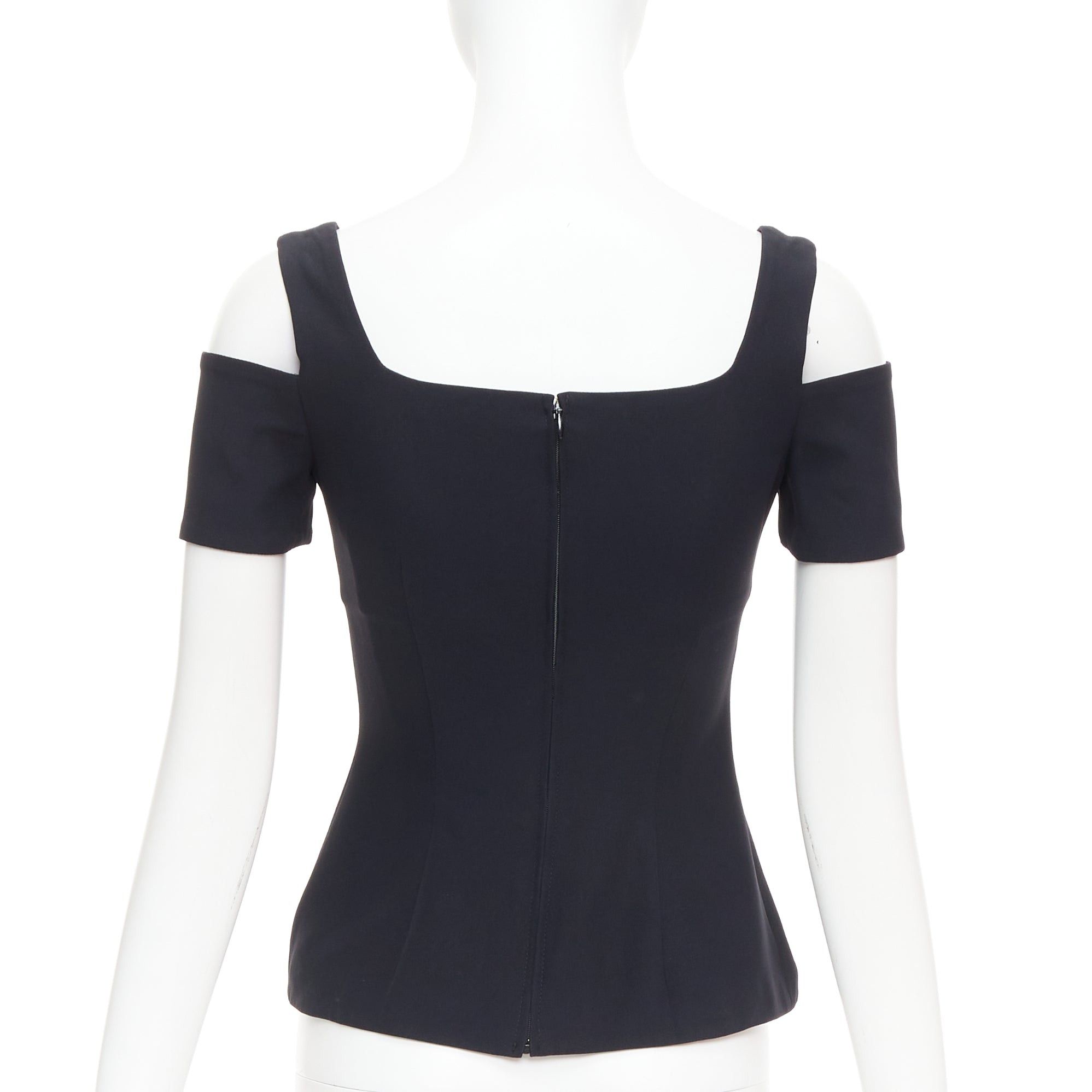 Alexander McQueen ALEXANDER MCQUEEN 2013 black cut out bust cold shoulder top IT38 XS Size XS / US 0-2 / IT 36-38 - 5 Thumbnail