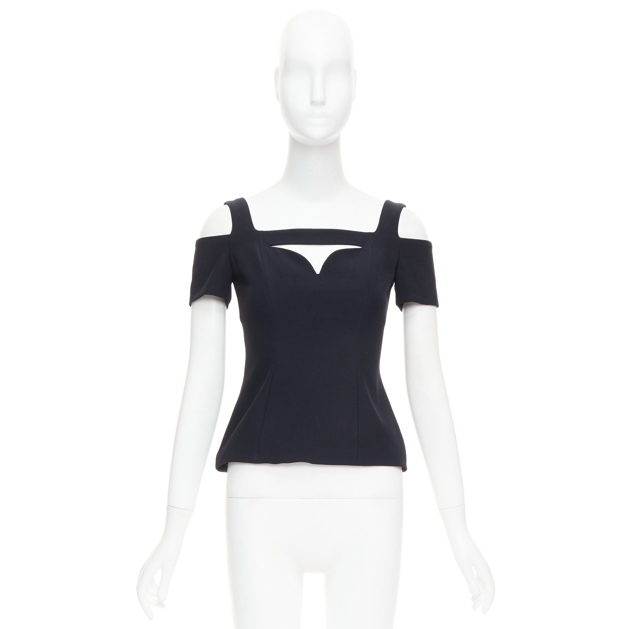 Alexander McQueen ALEXANDER MCQUEEN 2013 black cut out bust cold shoulder top IT38 XS Size XS / US 0-2 / IT 36-38 - 9 Thumbnail