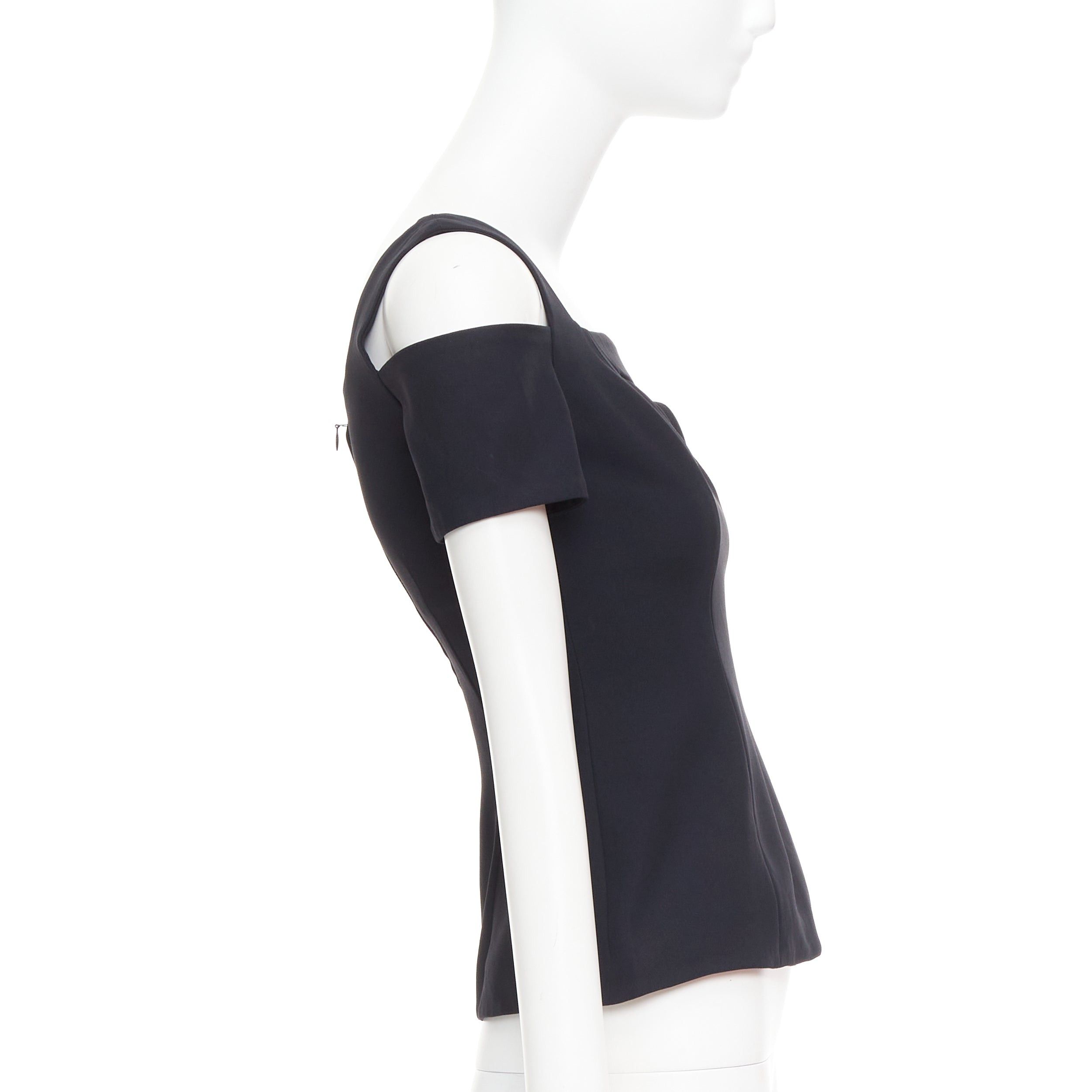 Alexander McQueen ALEXANDER MCQUEEN 2013 black cut out bust cold shoulder top IT38 XS Size XS / US 0-2 / IT 36-38 - 4 Thumbnail