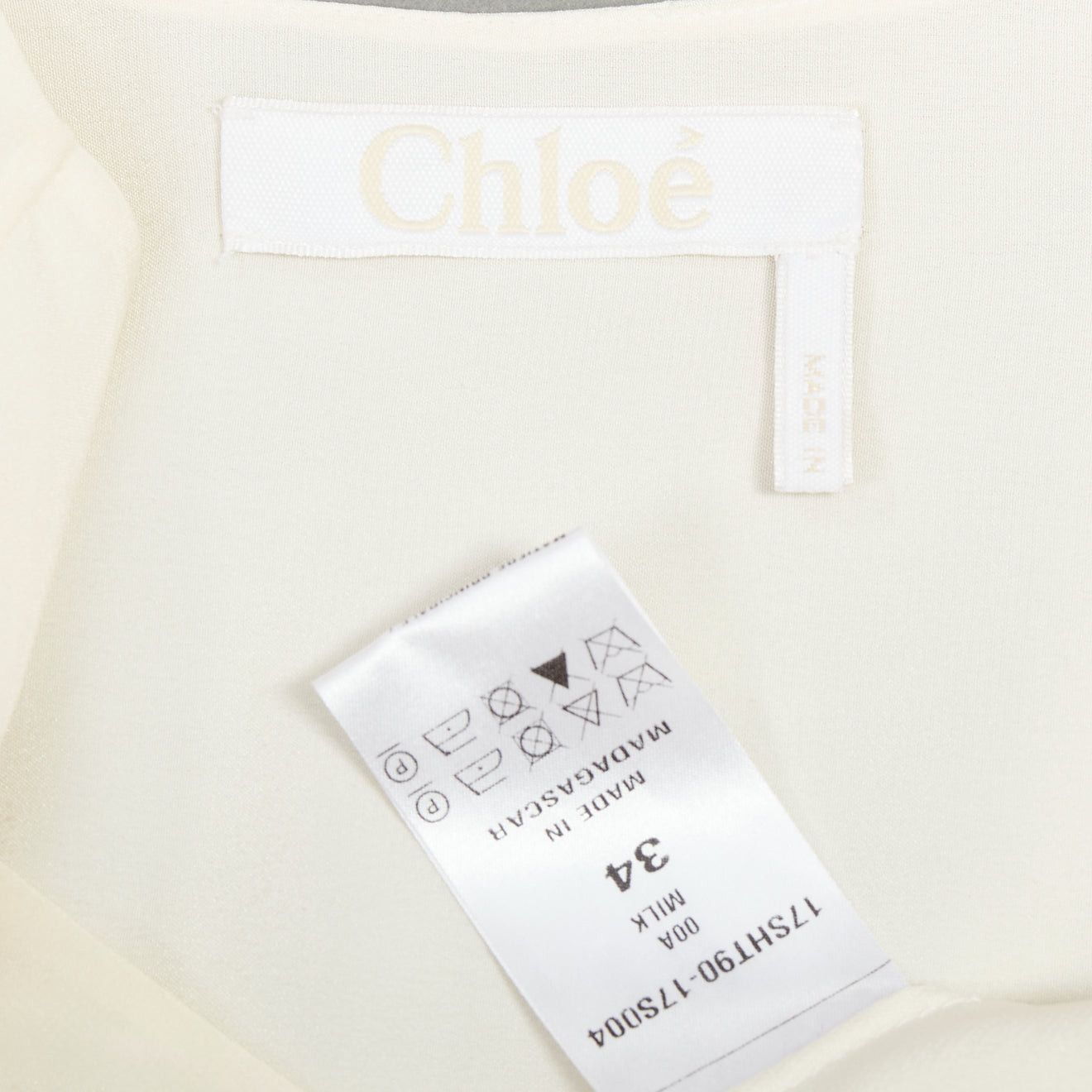 Chloe CHLOE milk cream 100% silk cotton lace eyelet trim peasant blouse FR34 XS Size XS / US 0-2 / IT 36-38 - 8 Thumbnail