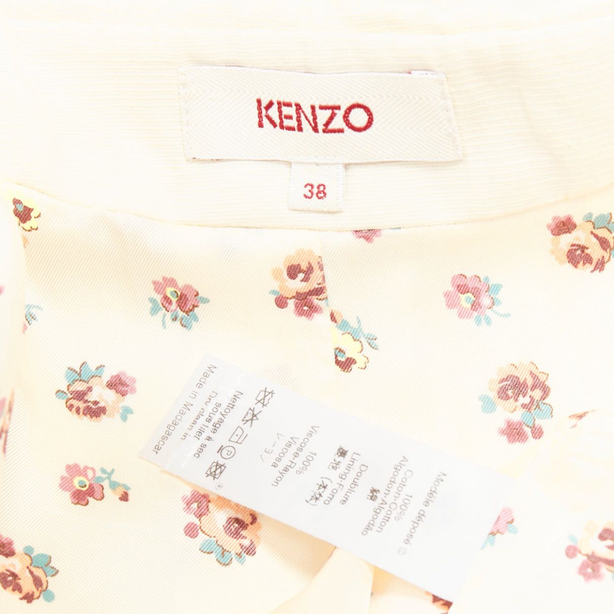 Kenzo KENZO cream pink floral embroidery cotton peter pan coat dress FR38 M Size M / US 6-8 / IT 42-44 - 9 Thumbnail