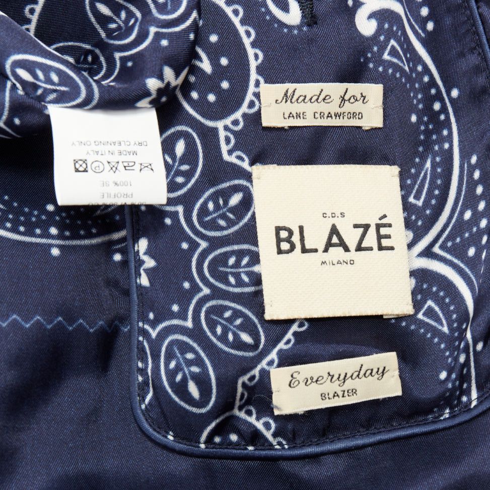 Blaze BLAZE MILANO Everyday navy virgin wool cream silk trim curved pocket blazer US0 XS Size XS / US 0-2 / IT 36-38 - 9 Thumbnail