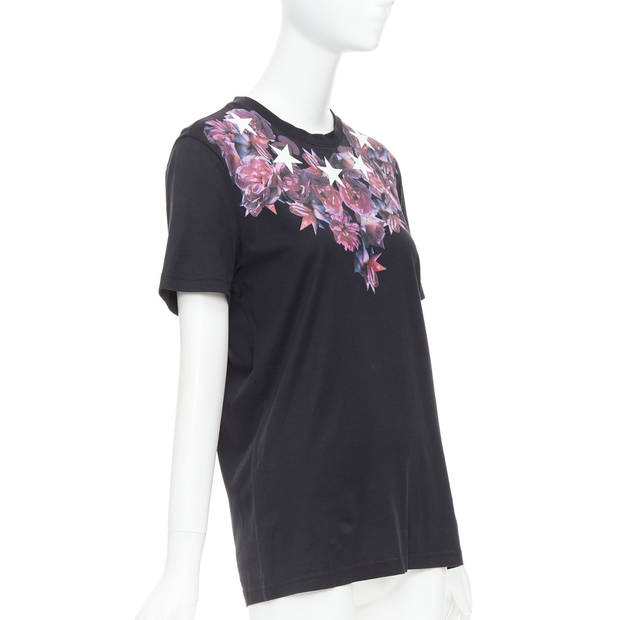 Givenchy GIVENCHY Riccardo Tisci purple flower white star black tshirt XS Size S / US 4 / IT 40 - 3 Thumbnail