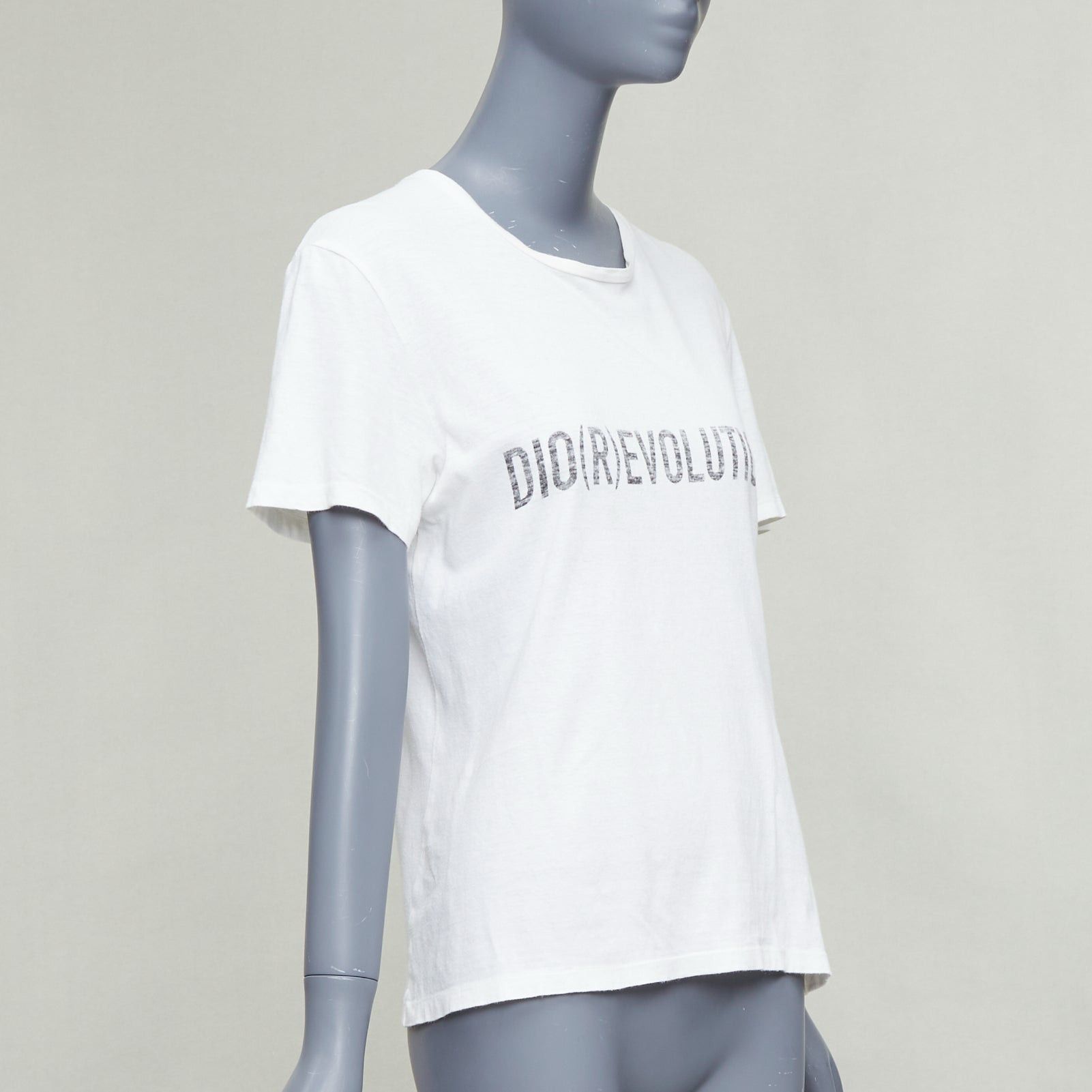 Dior CHRISTIAN DIOR Dio(r)evolution cream grey cotton linen washed white tshirt S Size S / US 4 / IT 40 - 3 Thumbnail