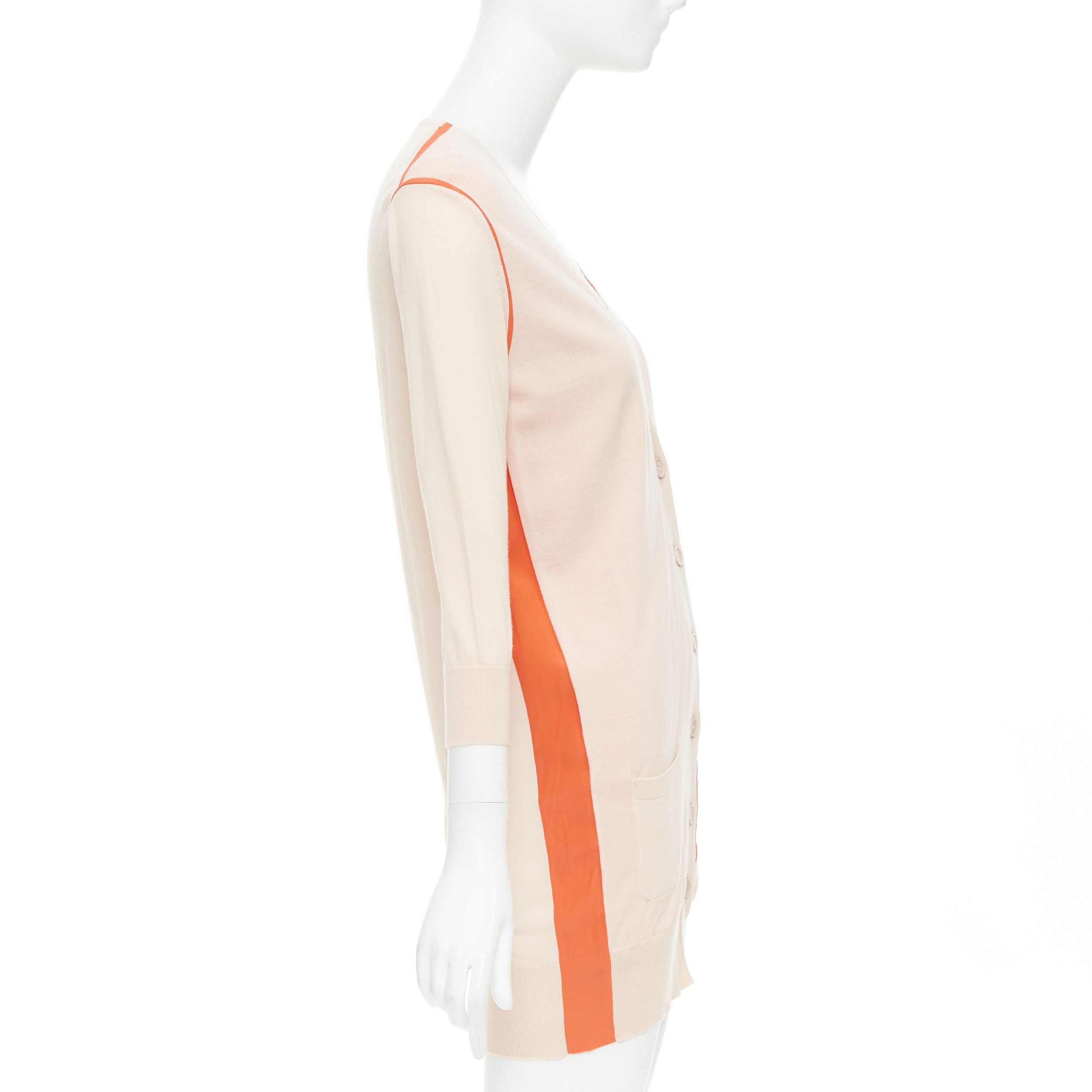 Fendi FENDI light pink orange 100% wool trimmed long cardigan IT40 S Size S / US 4 / IT 40 - 3 Thumbnail