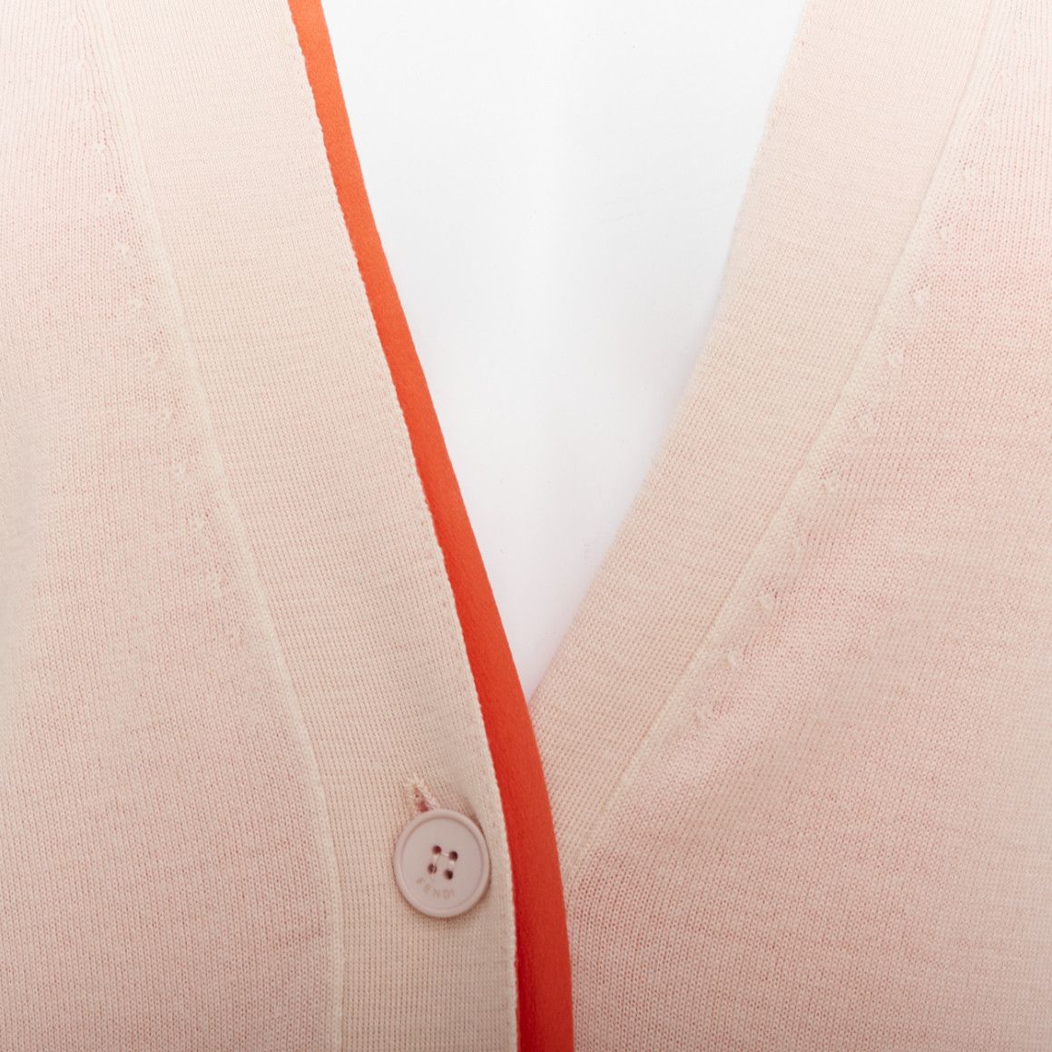 Fendi FENDI light pink orange 100% wool trimmed long cardigan IT40 S Size S / US 4 / IT 40 - 6 Thumbnail