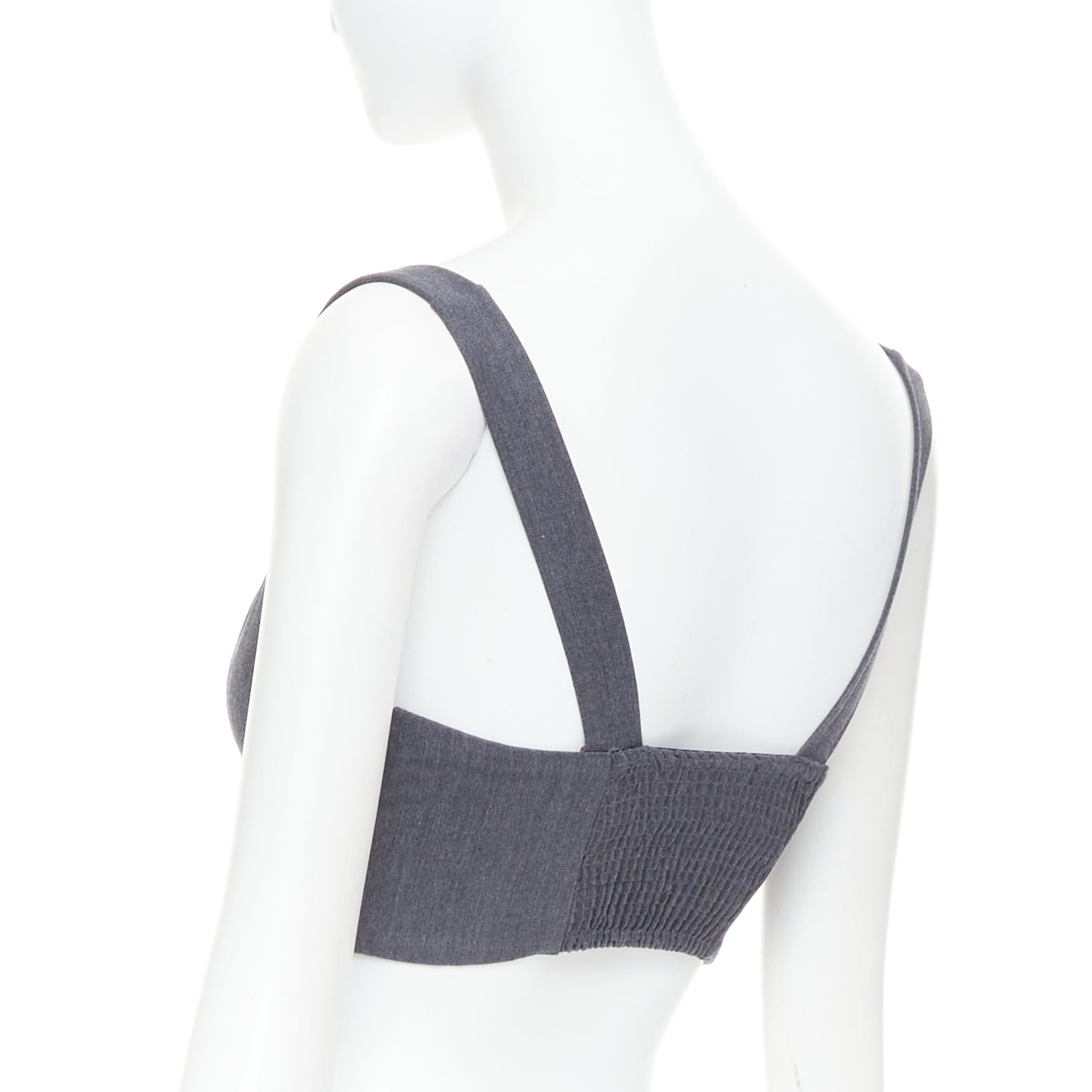 La Perla LA PERLA grey virgin wool gold studs cropped bustier top IT36D S Size S / US 4 / IT 40 - 6 Thumbnail