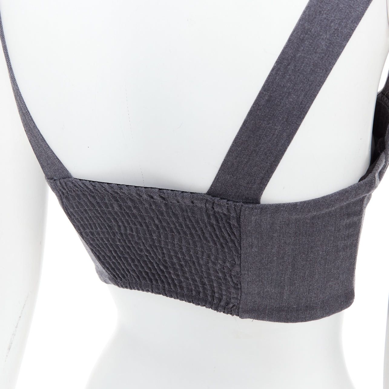 La Perla LA PERLA grey virgin wool gold studs cropped bustier top IT36D S Size S / US 4 / IT 40 - 7 Thumbnail