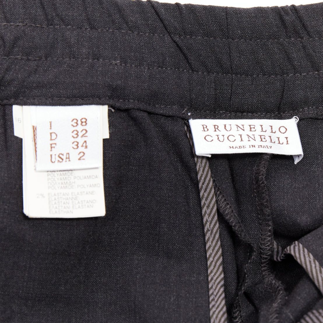 Brunello Cucinelli BRUNELLO CUCINELLI dark grey virgin wool blend relaxed jogger pants IT38 XS Size 26" / US 2 / IT 38 - 8 Thumbnail