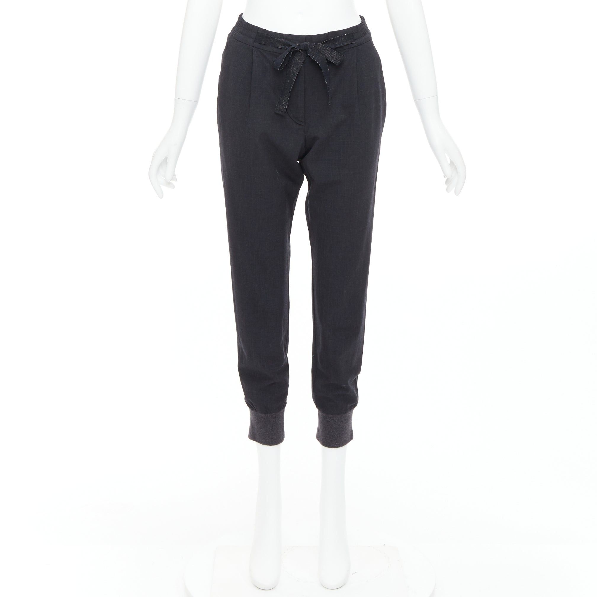 Brunello Cucinelli BRUNELLO CUCINELLI dark grey virgin wool blend relaxed jogger pants IT38 XS Size 26" / US 2 / IT 38 - 9 Thumbnail