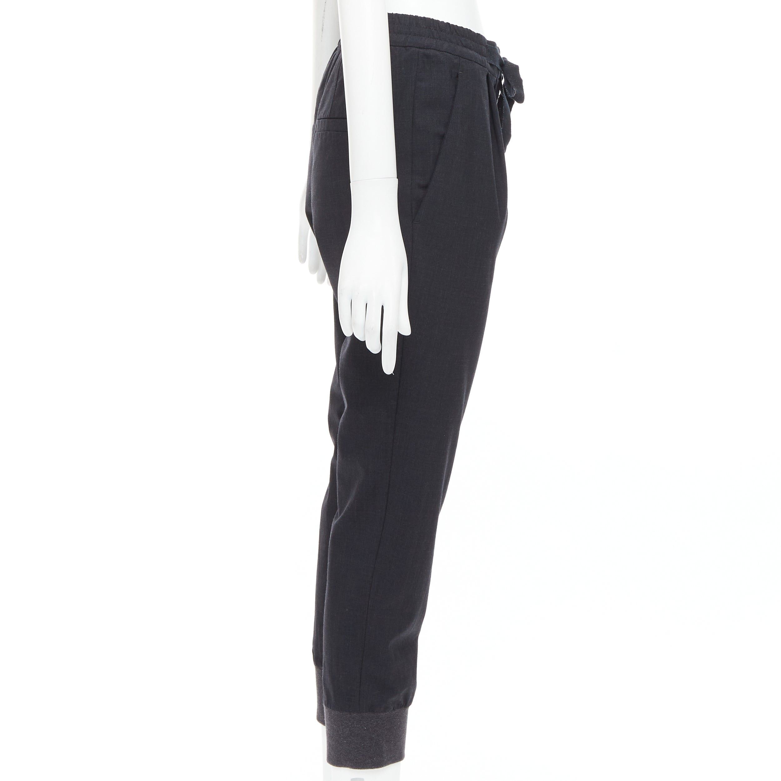 Brunello Cucinelli BRUNELLO CUCINELLI dark grey virgin wool blend relaxed jogger pants IT38 XS Size 26" / US 2 / IT 38 - 4 Thumbnail