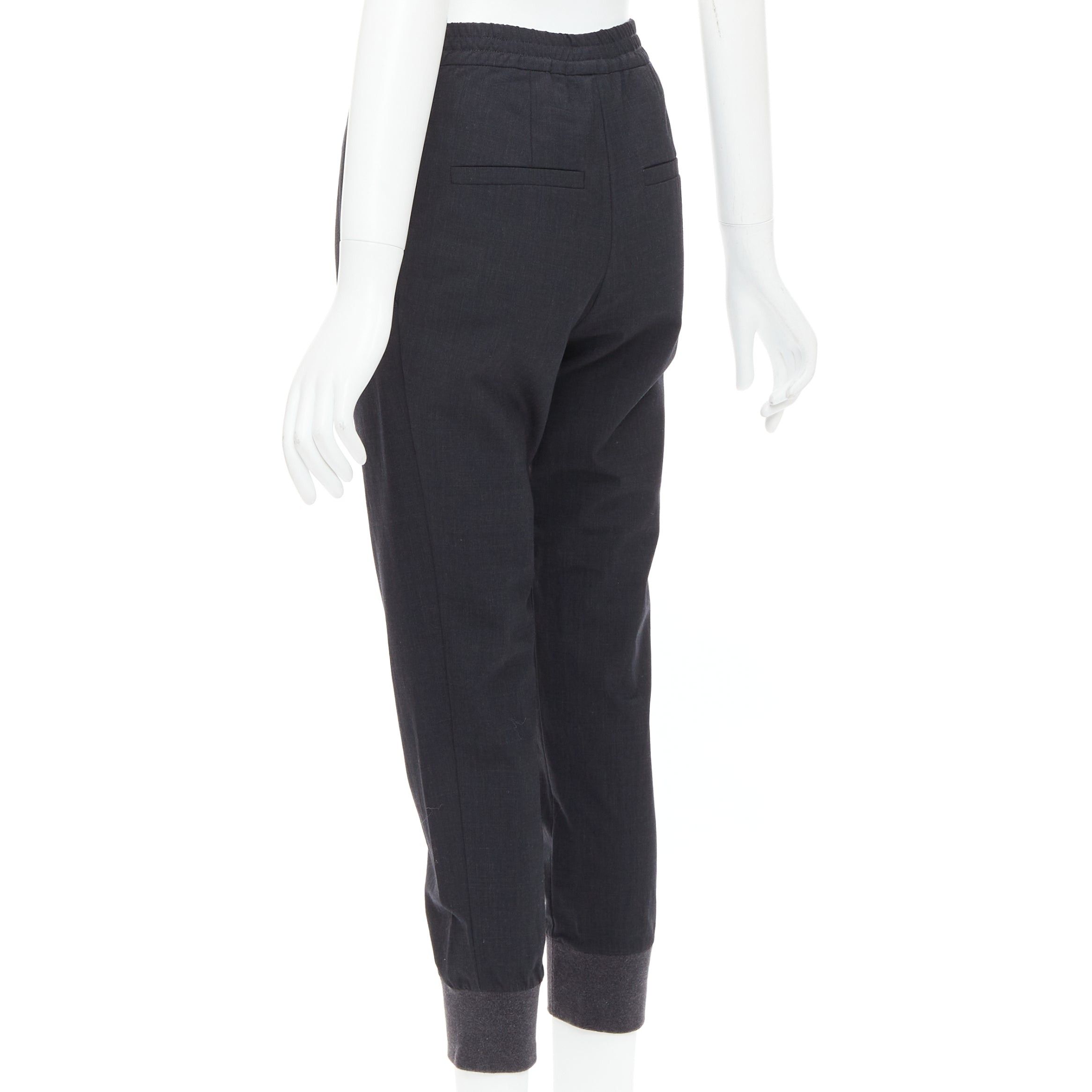 Brunello Cucinelli BRUNELLO CUCINELLI dark grey virgin wool blend relaxed jogger pants IT38 XS Size 26" / US 2 / IT 38 - 6 Thumbnail