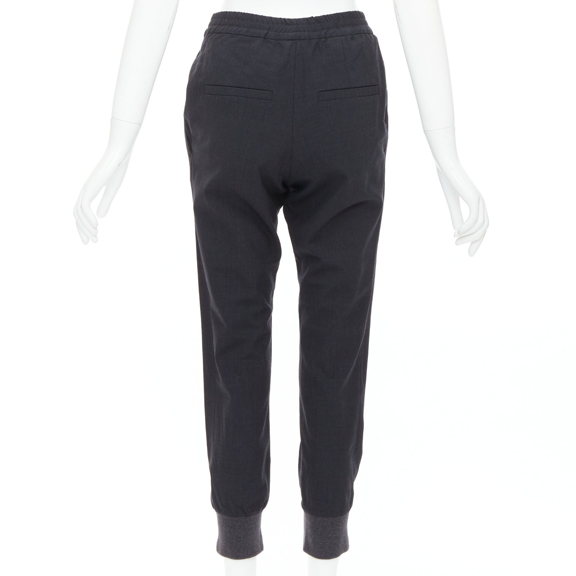 Brunello Cucinelli BRUNELLO CUCINELLI dark grey virgin wool blend relaxed jogger pants IT38 XS Size 26" / US 2 / IT 38 - 5 Thumbnail
