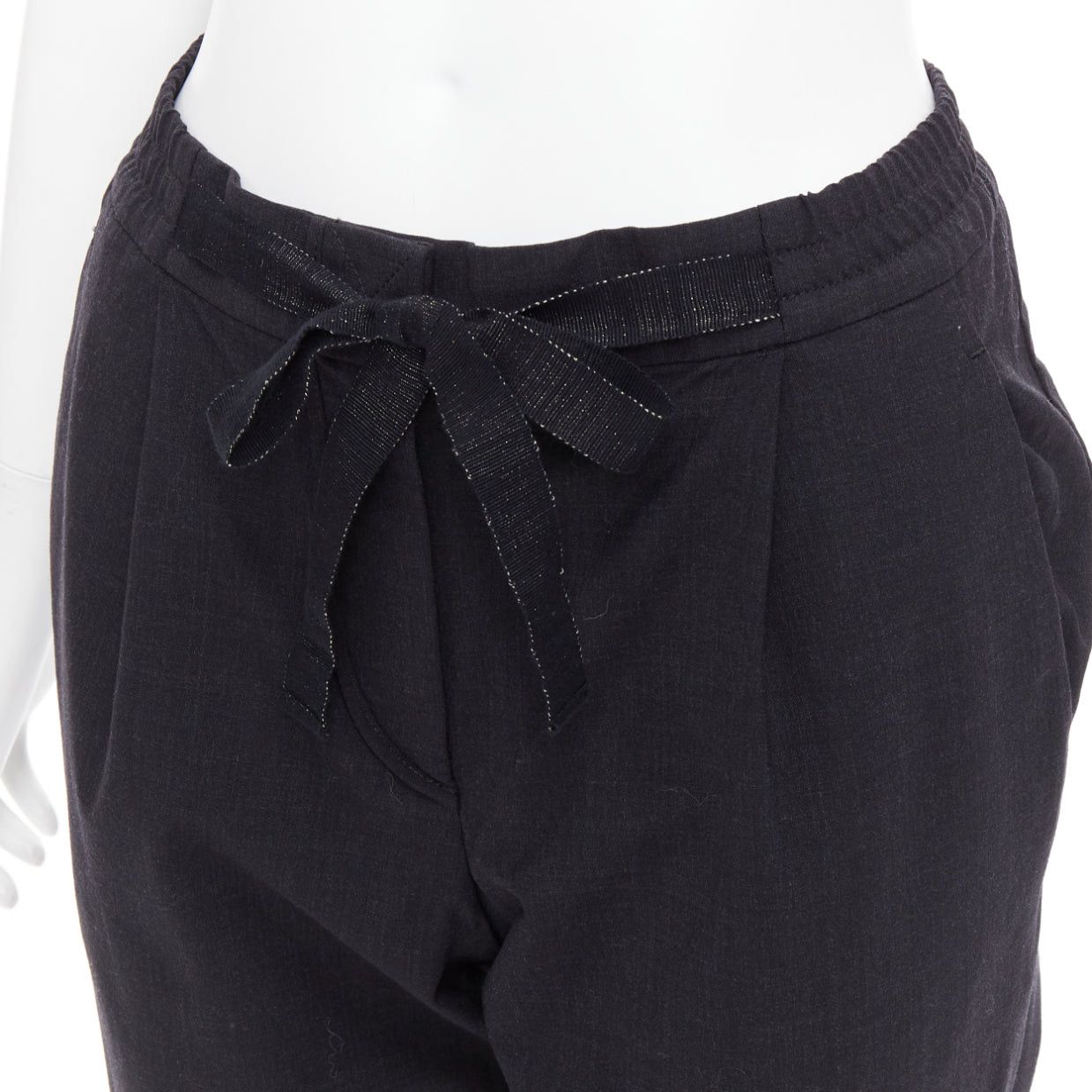 Brunello Cucinelli BRUNELLO CUCINELLI dark grey virgin wool blend relaxed jogger pants IT38 XS Size 26" / US 2 / IT 38 - 7 Thumbnail