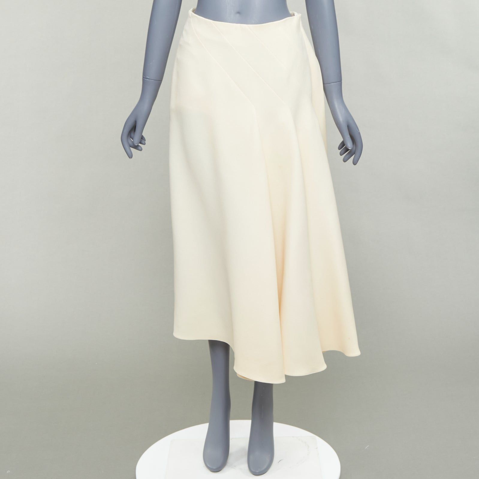 Dior CHRISTIAN DIOR ecru cream wool silk bias cut pleated Aline skirt FR38 M Size 28" / US 6 / IT 42 - 9 Thumbnail
