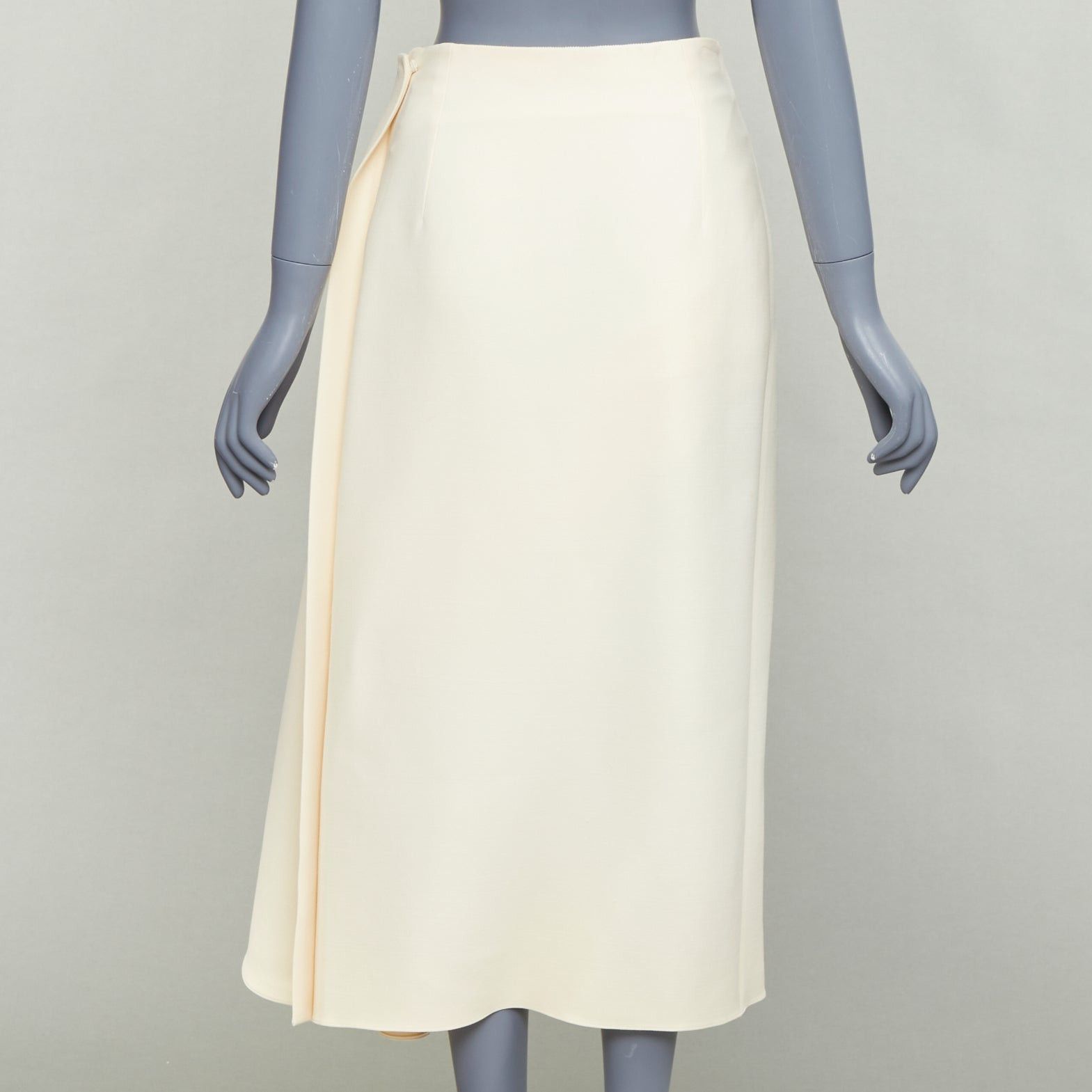 Dior CHRISTIAN DIOR ecru cream wool silk bias cut pleated Aline skirt FR38 M Size 28" / US 6 / IT 42 - 5 Thumbnail
