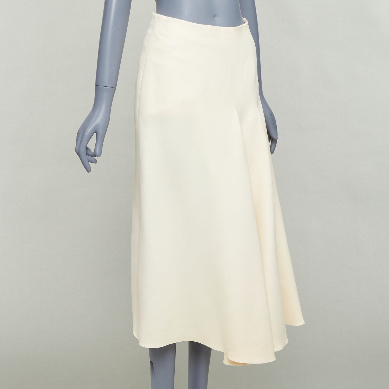 Dior CHRISTIAN DIOR ecru cream wool silk bias cut pleated Aline skirt FR38 M Size 28" / US 6 / IT 42 - 3 Thumbnail