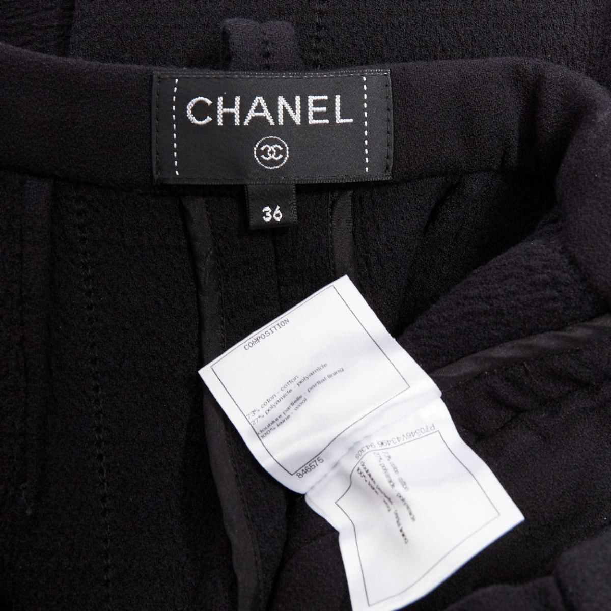 Chanel CHANEL black cotton blend 5 crystal button structured pants FR36 S Size 27" / US 4 / IT 40 - 8 Thumbnail