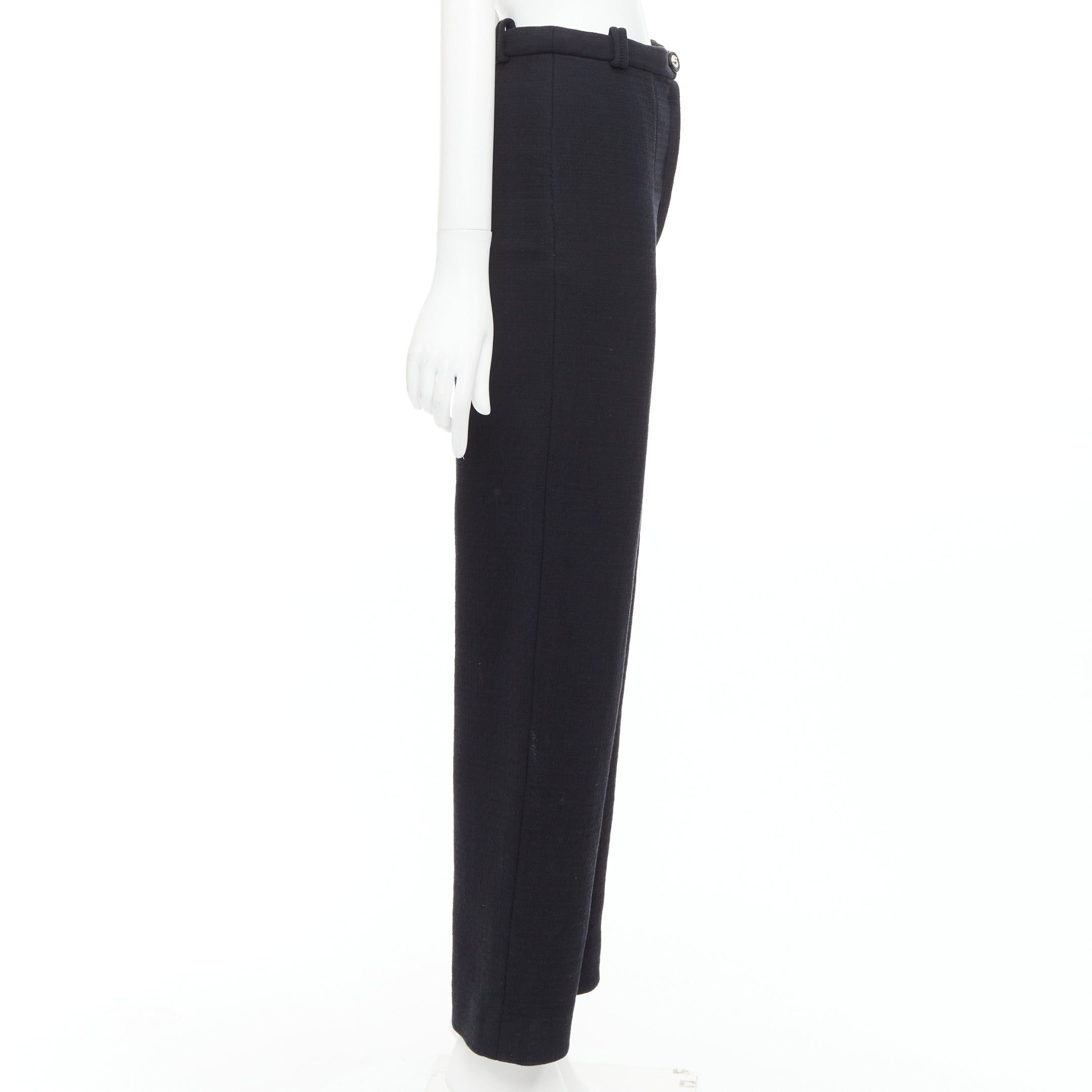 Chanel CHANEL black cotton blend 5 crystal button structured pants FR36 S Size 27" / US 4 / IT 40 - 4 Thumbnail